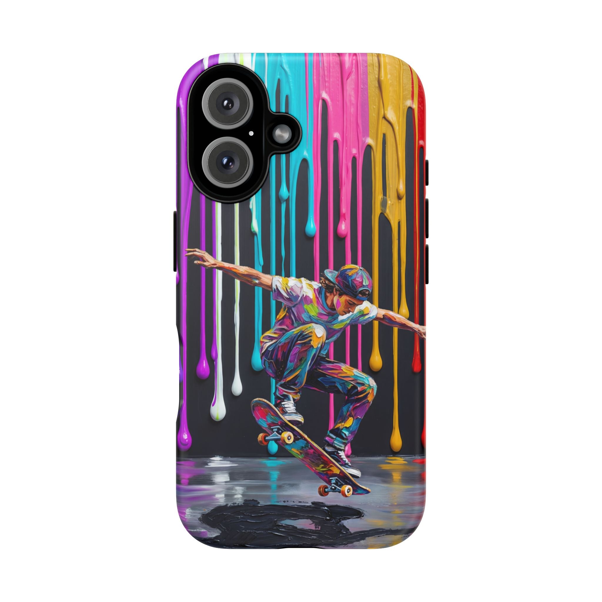 Colourful Drip Art Skateboarder Splash iPhone Case