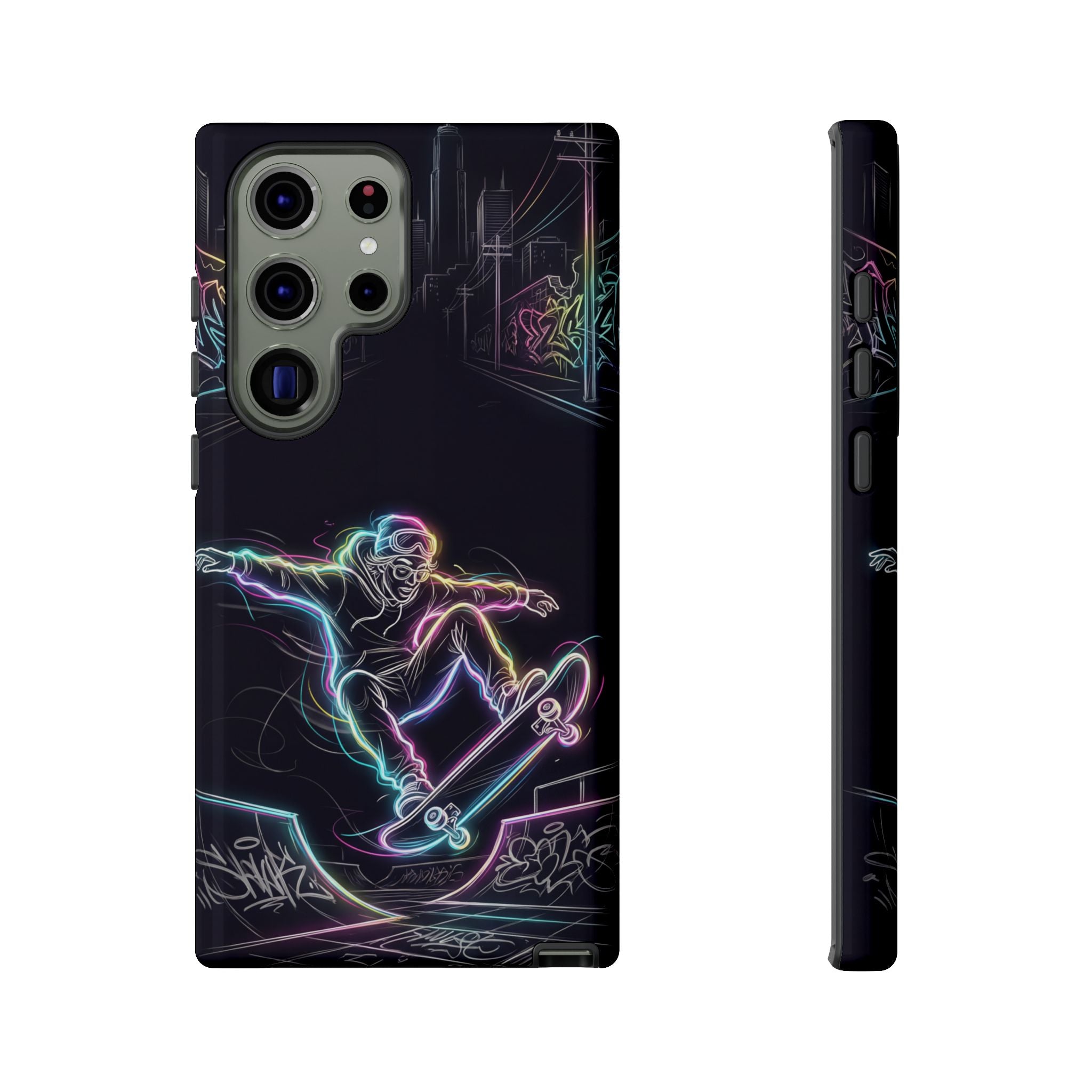 Neon Skateboard Samsung Galaxy Phone Case | Glow Skatepark Protective Cover