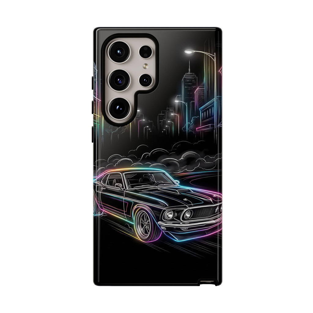 Neon Muscle Car Samsung Galaxy Phone Case | Retro City Nightscape