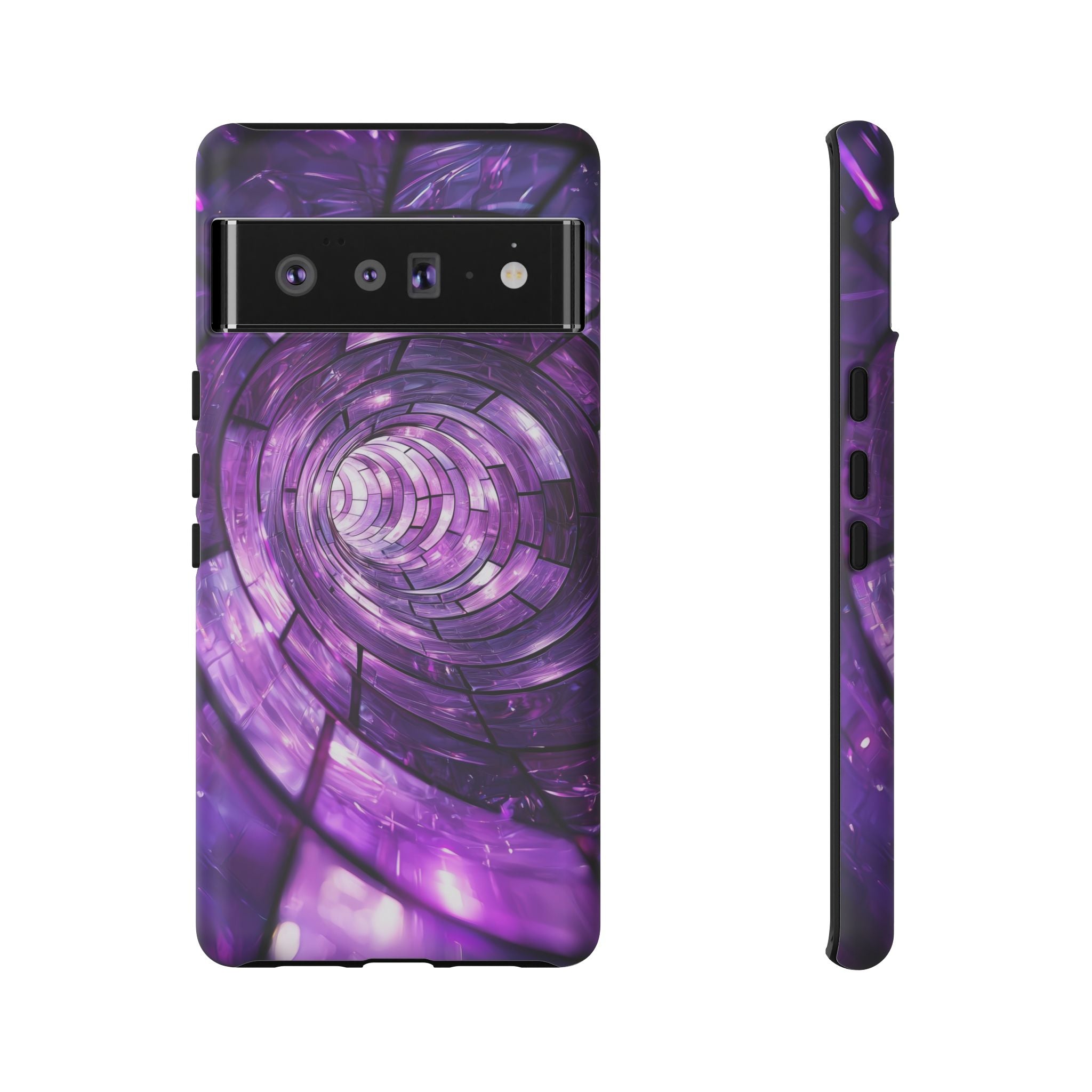 Purple Vortex Tough Google Pixel Case — Abstract Spiral Protective Cover