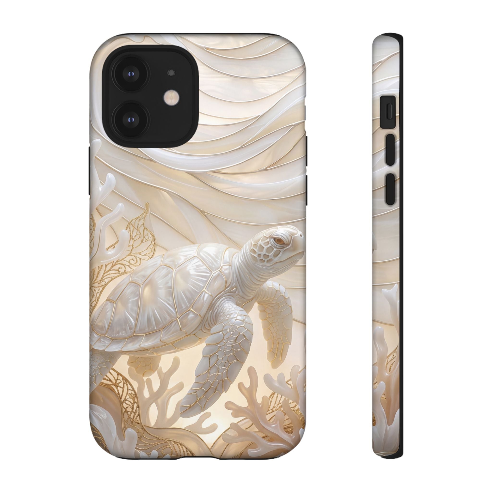 Sea Turtle Tough iPhone Case — Elegant Nautical Coral Design