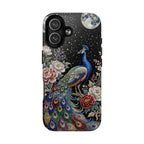 Peacock Moon Tough MagSafe iPhone Case | Elegant Floral Phone Case