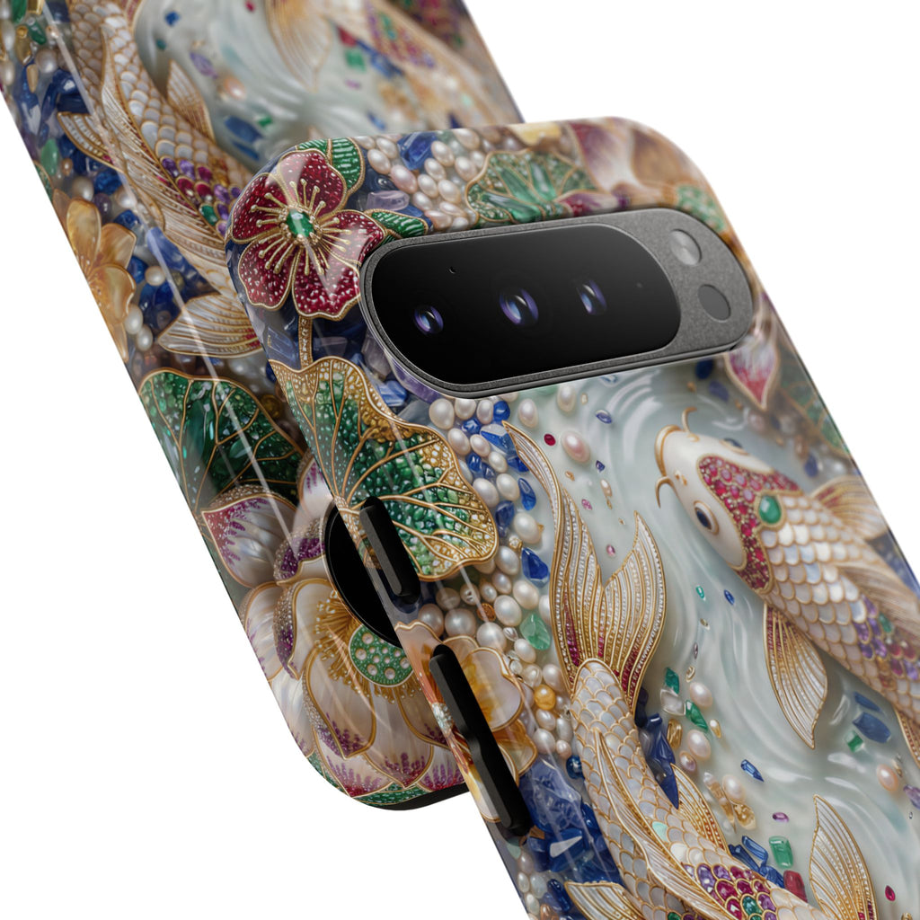Koi Pond Tough Google Pixel Phone Case | Ornamental Lotus & Koi Fish Protective Cover