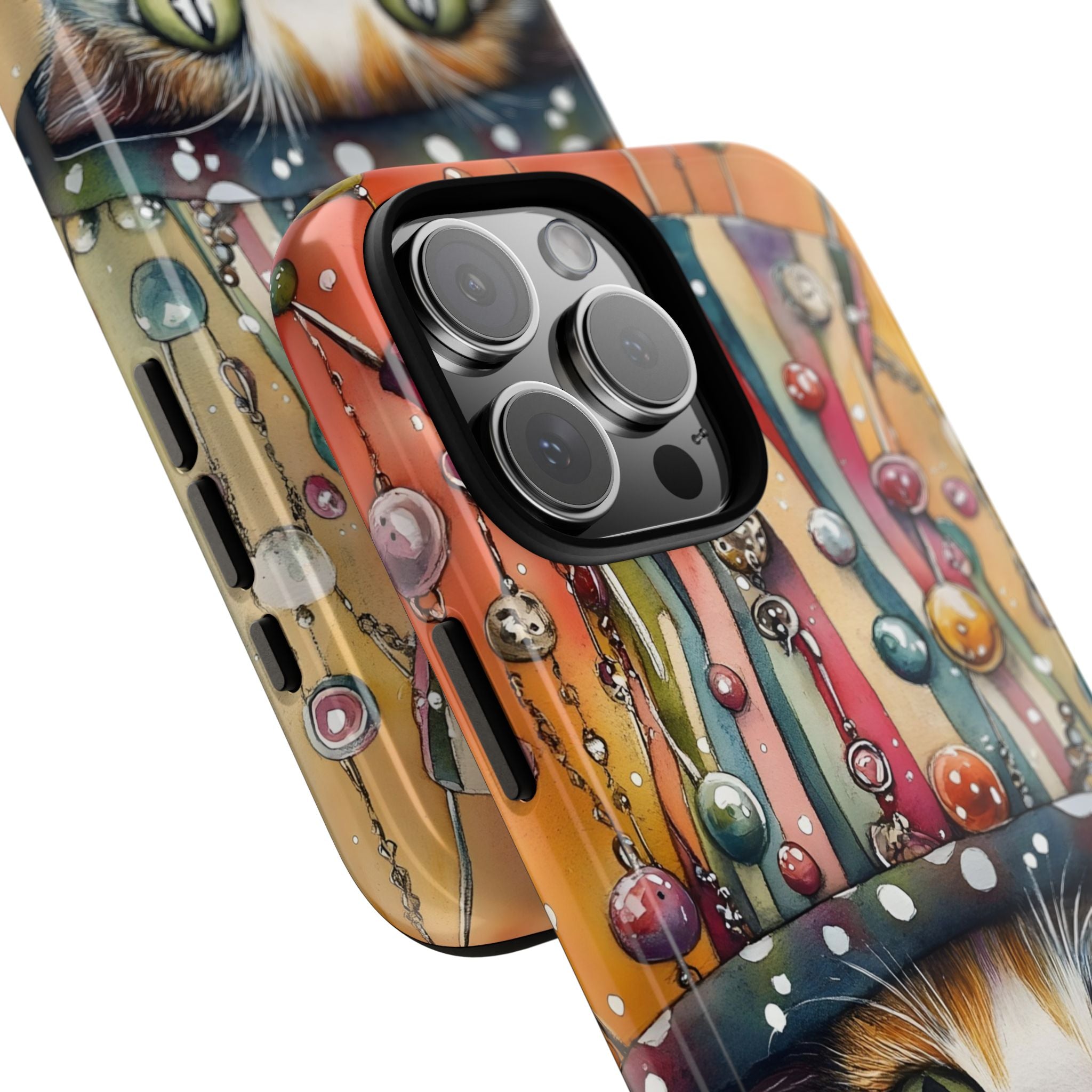 Cat in Colorful Top Hat iPhone Case — Whimsical Cat Art iPhone Case