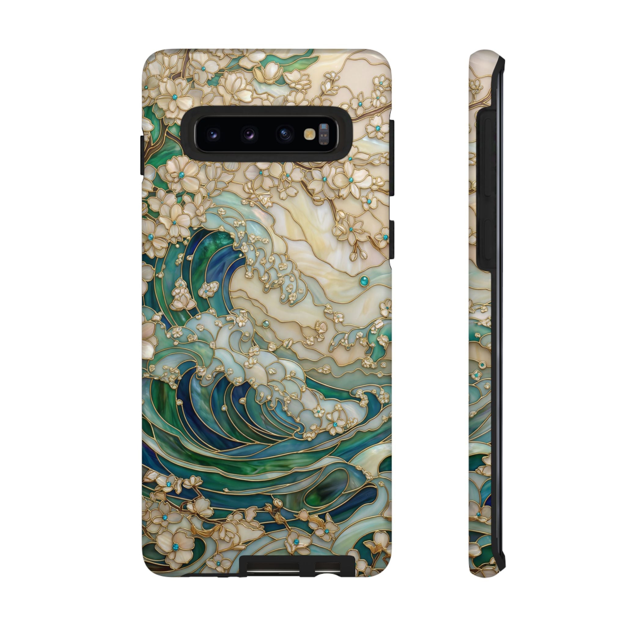 Elegant Ocean Wave Floral Art Samsung Galaxy Case