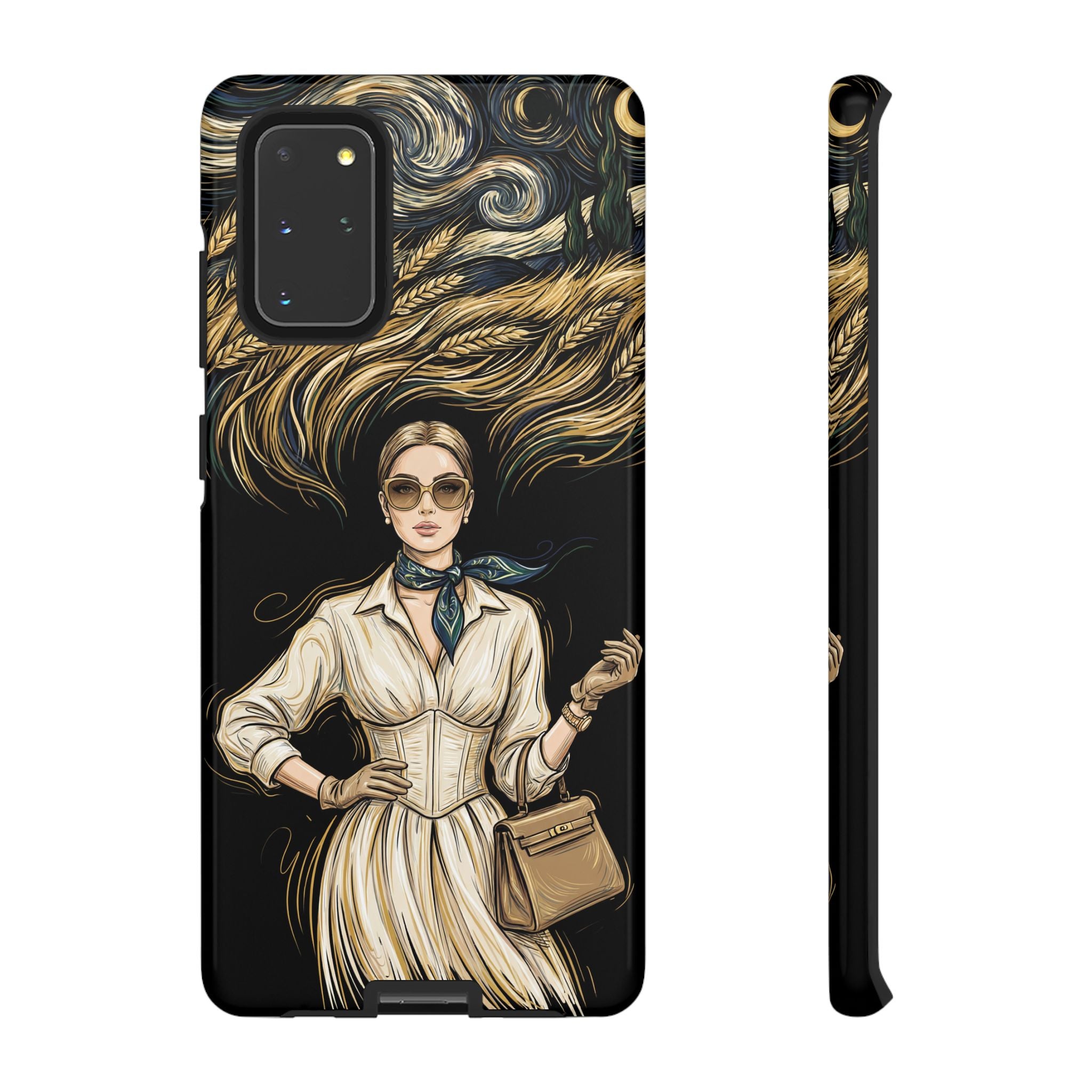 Vintage Elegance Samsung Galaxy Phone Case | Retro Woman with Flowing Golden Hair