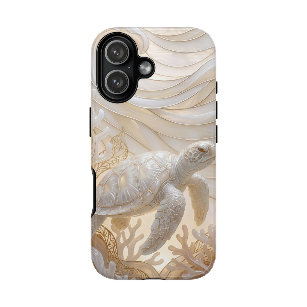 Sea Turtle Tough iPhone Case — Elegant Nautical Coral Design