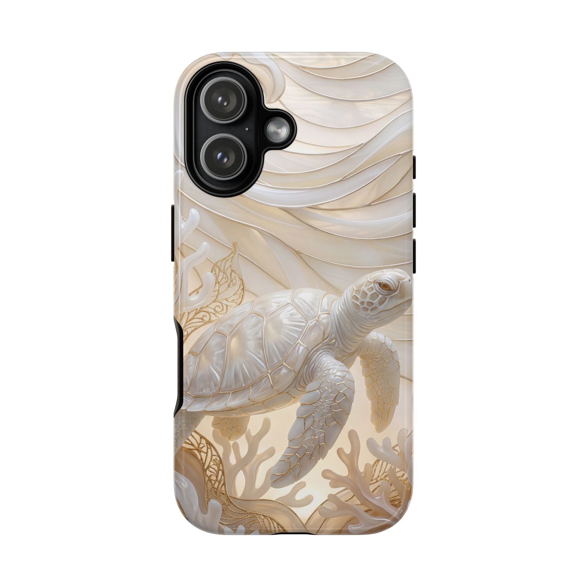 Sea Turtle Tough iPhone Case — Elegant Nautical Coral Design