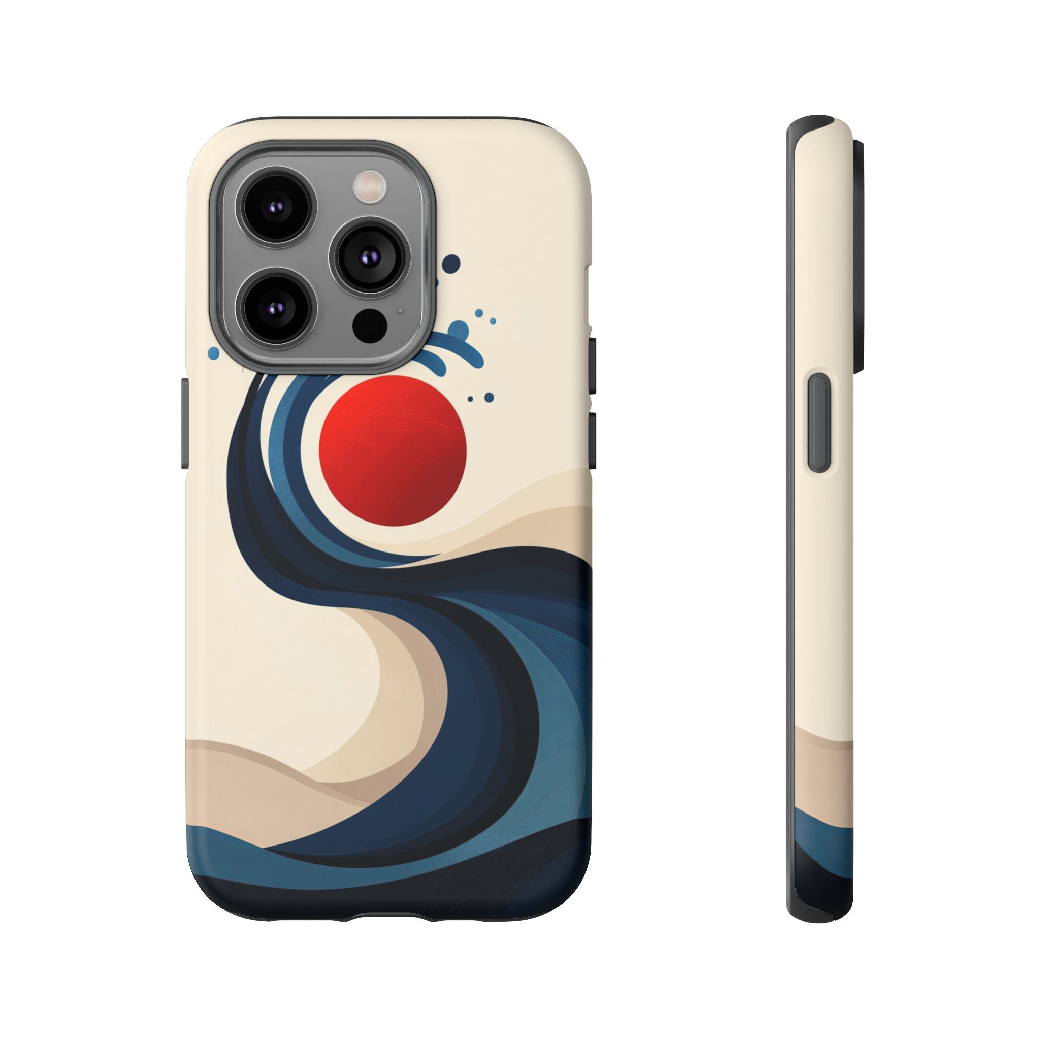 Abstract Wave iPhone Case | Red Sun Ocean Art