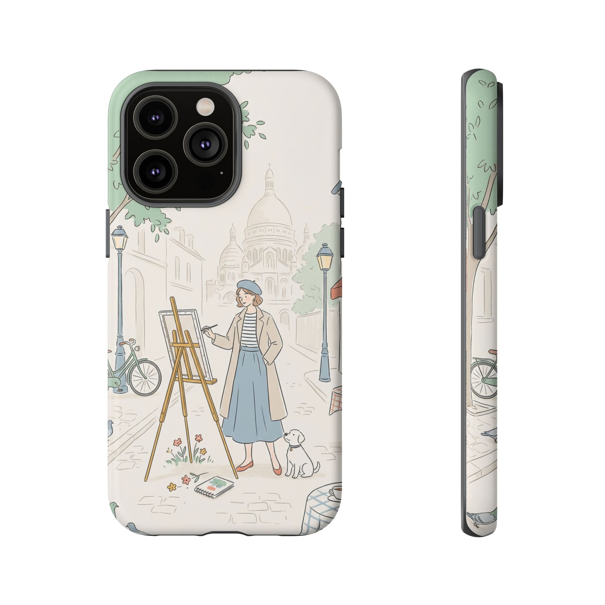Artist in Paris iPhone Case | Vintage Painter Street Scene Protective Cover