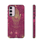 Mystic Hamsa Samsung Galaxy Case | Gold Palm & All-Seeing Eye on Magenta Galaxy