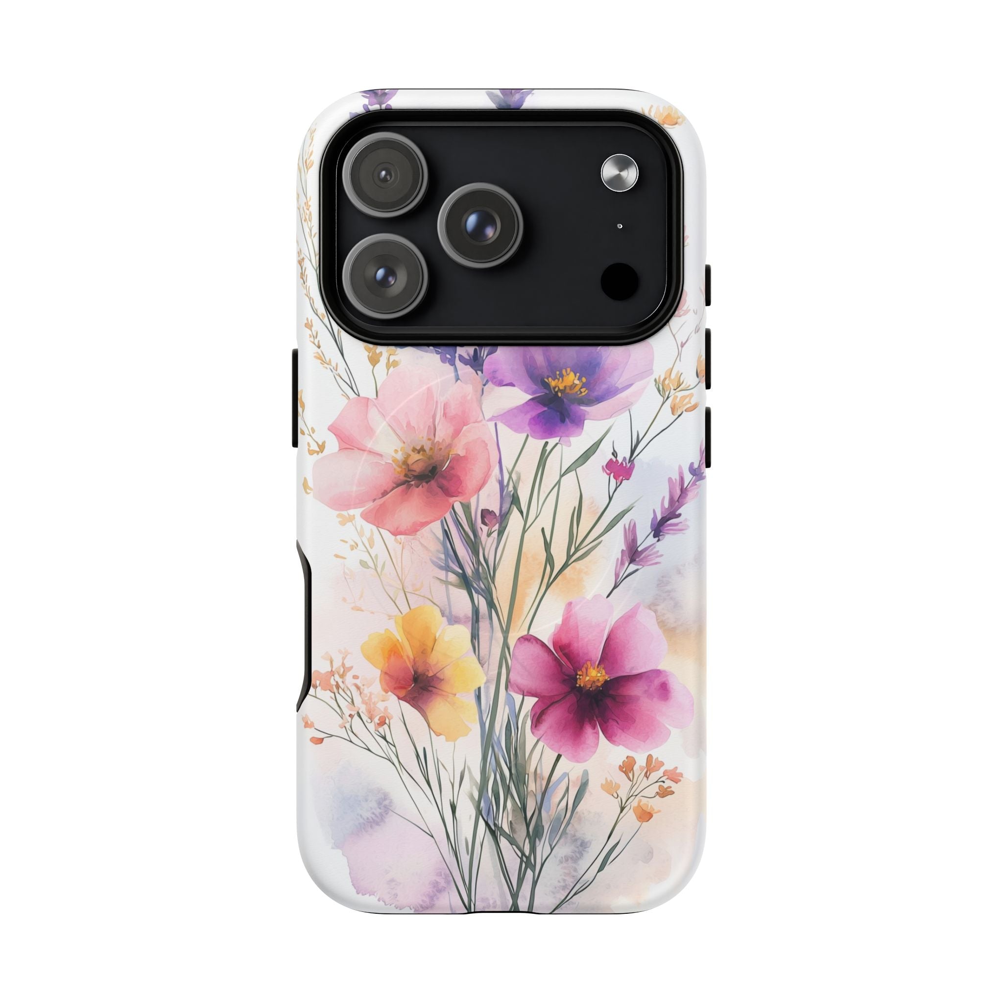Custodia MagSafe per iPhone con motivo floreale ad acquerello | Bouquet pastello