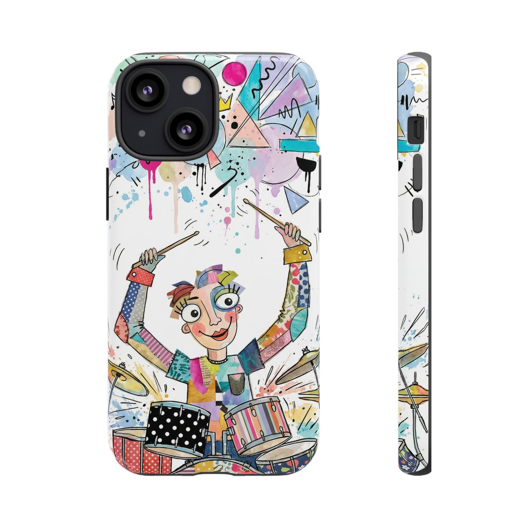 Drummer Boy iPhone Case | Colorful Cartoon Drum Kit Protective Cover