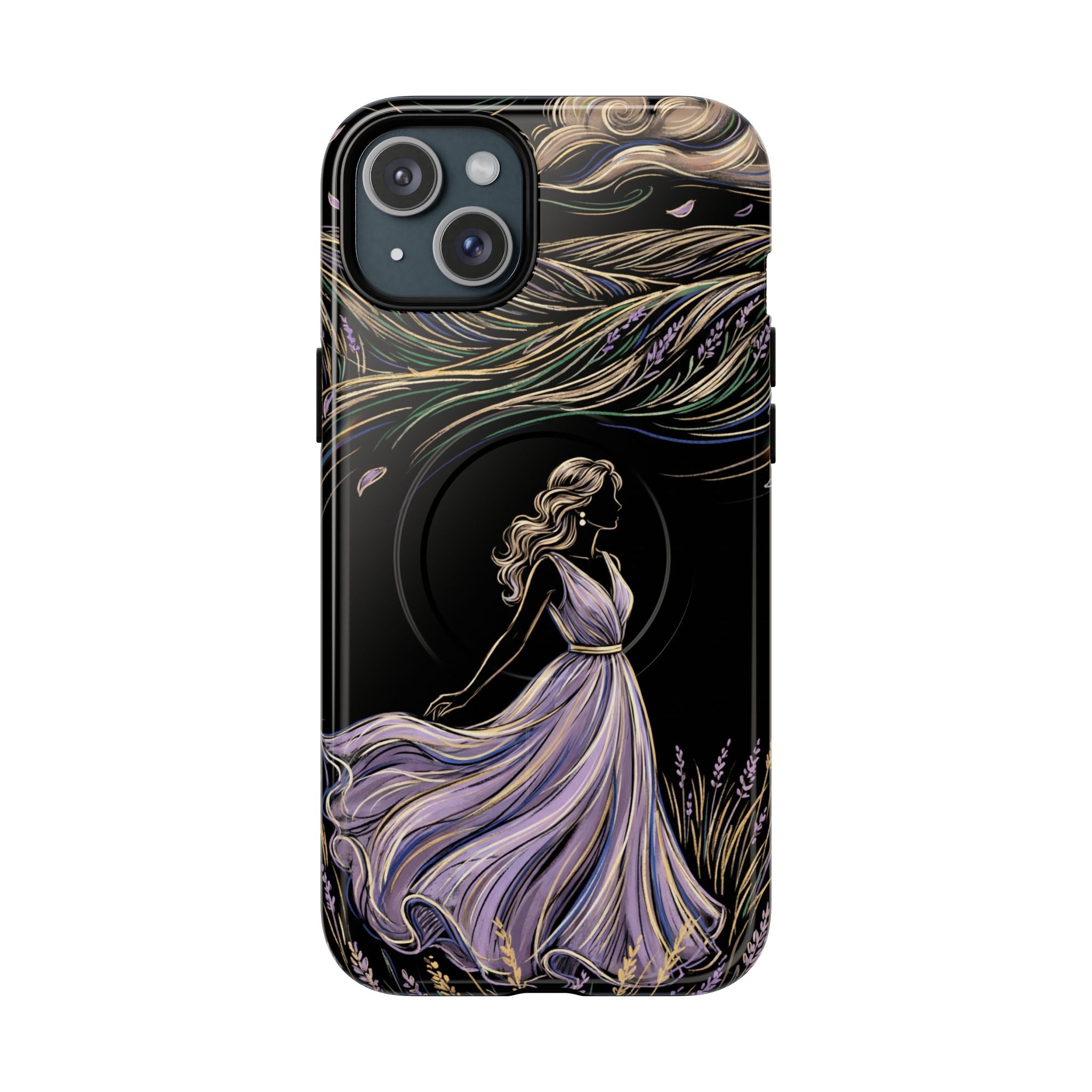 Lavender Breeze MagSafe iPhone Case | Elegant Dancing Woman Floral Protection