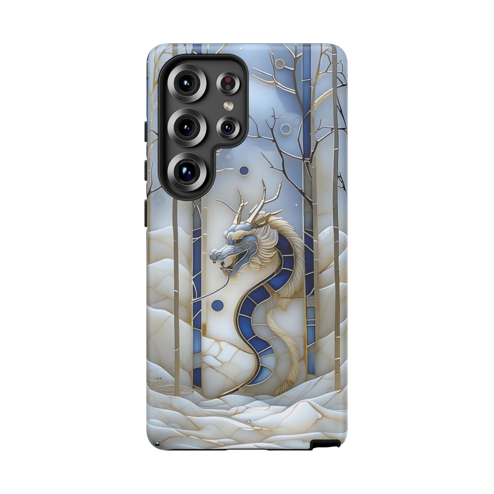 Dragon Stained Glass Samsung Galaxy Case — Blue Winter Forest Protective Cover