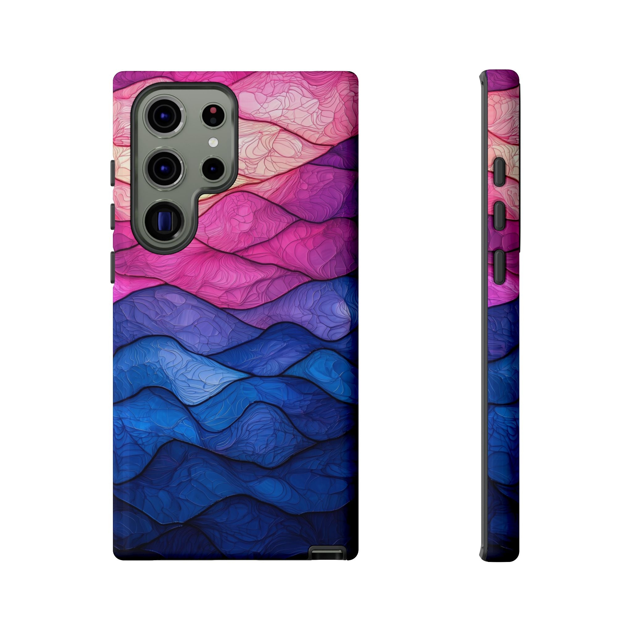 Abstract Ocean Waves Samsung Galaxy Case — Pink & Blue Gradient Tough Case