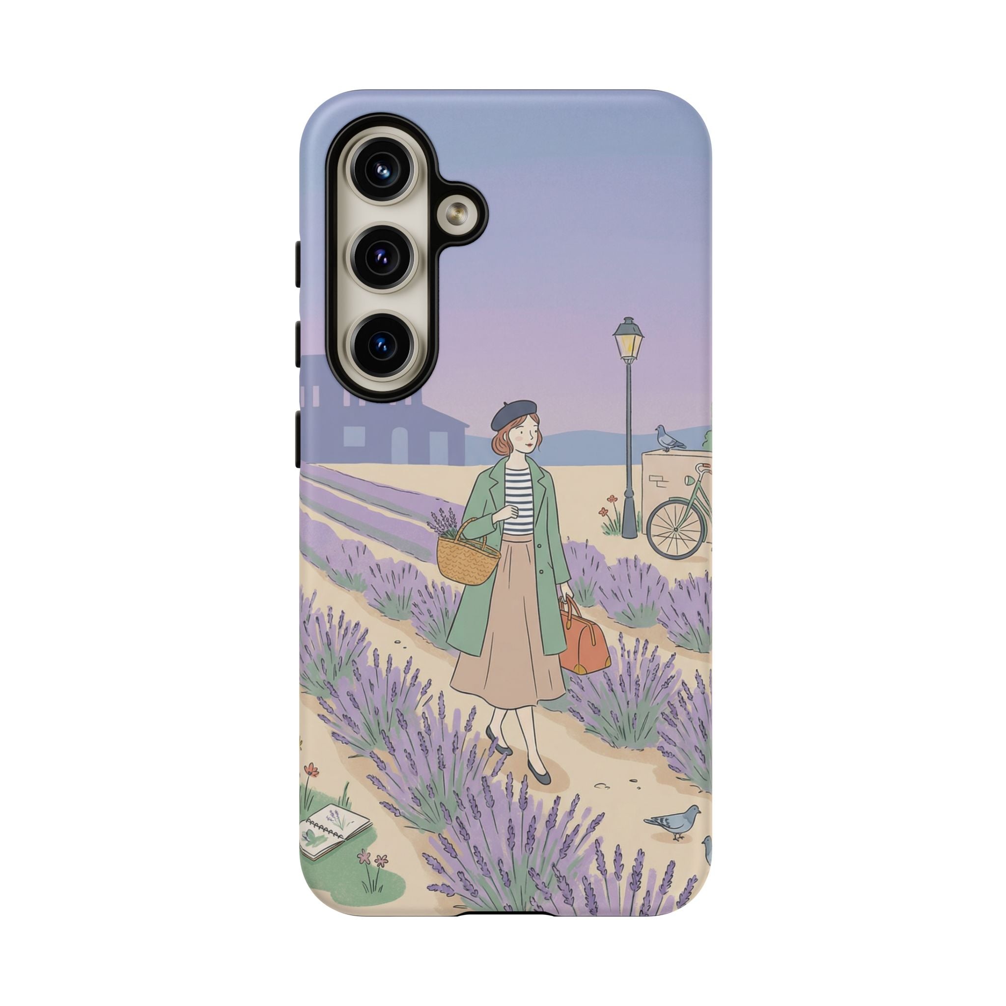 Lavender Field Samsung Galaxy Phone Case | Vintage Travel Illustration Protective Case