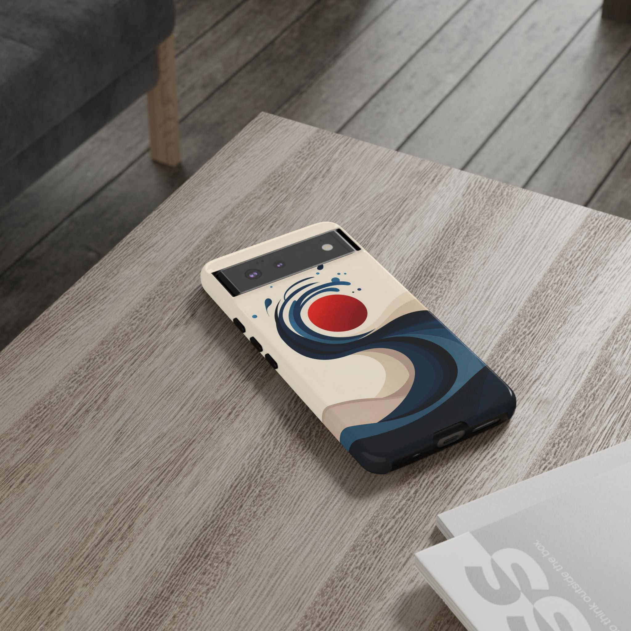 Abstract Wave Google Pixel Case | Red Sun Ocean Art