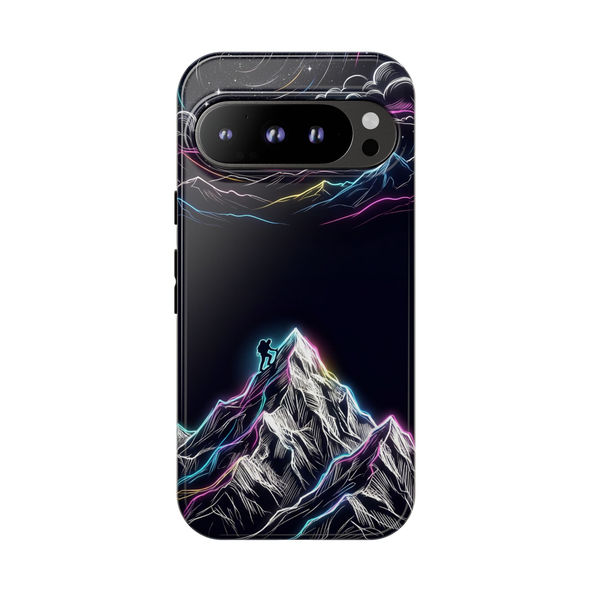 Mount Everest Neon Google Pixel Phone Case | Dark Cosmic Climber Protective Cover