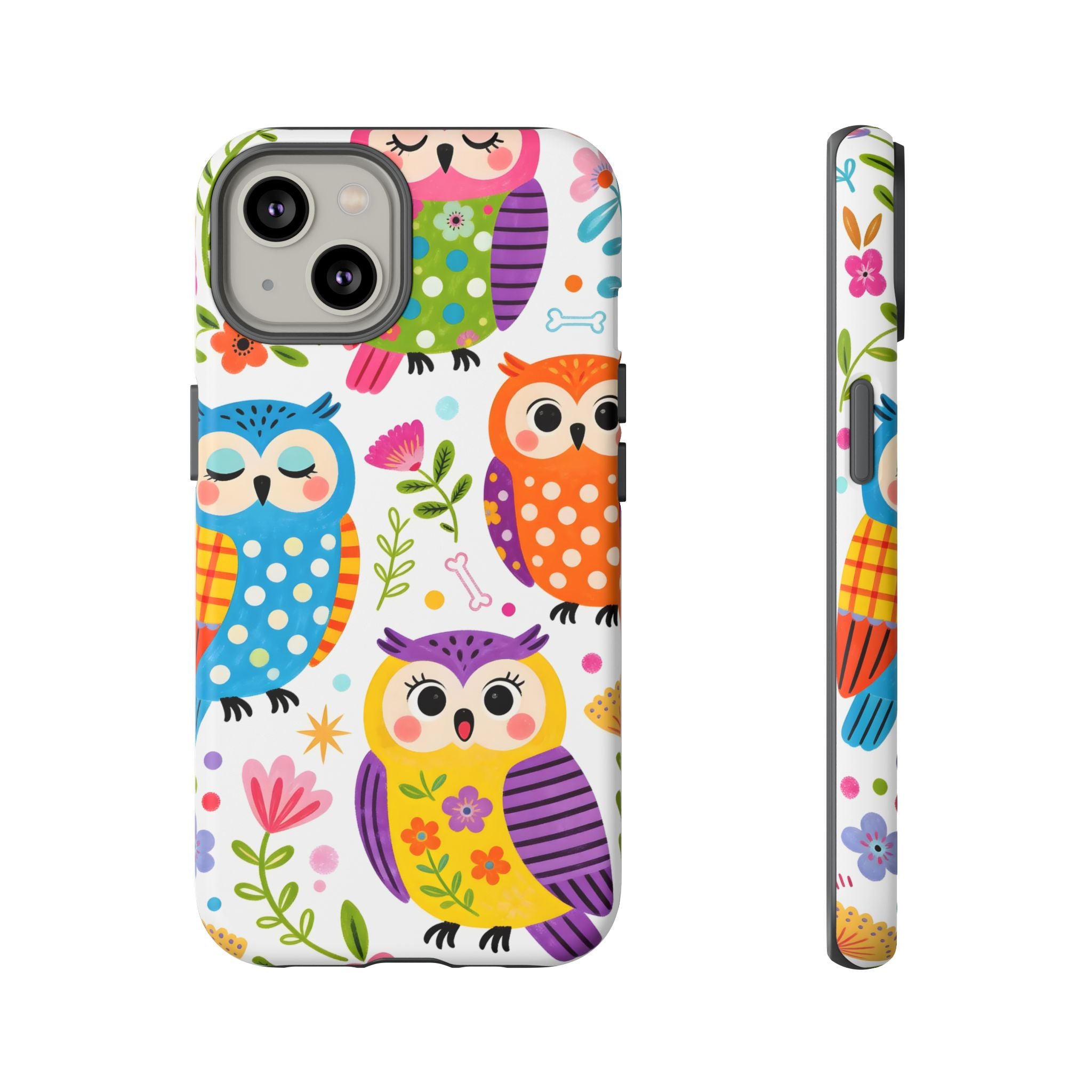 Cute Colorful Owls iPhone Case | Cute Owl Pattern Tough Case