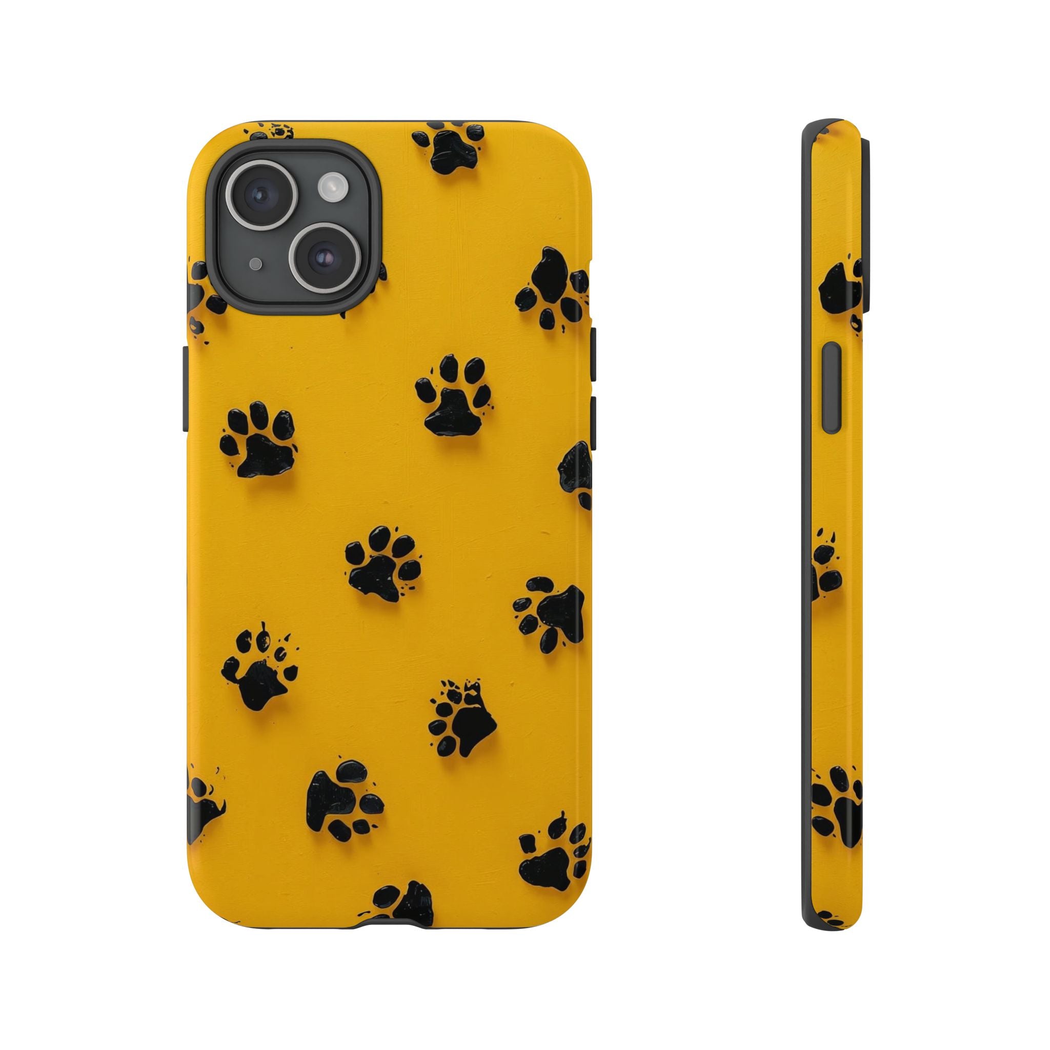 Yellow Paw Print Tough iPhone Case — Protective Dog & Cat Lover Cover