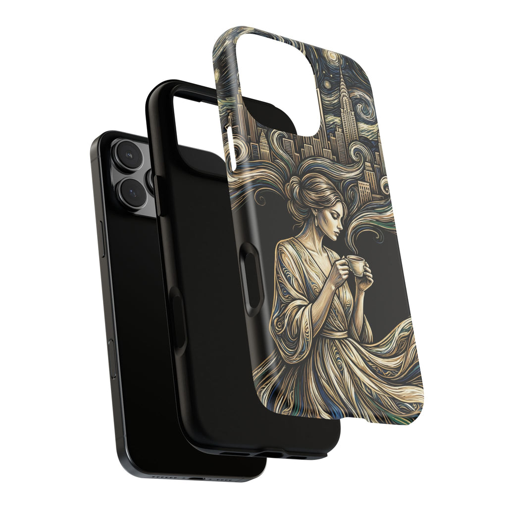 Vintage Cityscape Woman Tea Art iPhone Case
