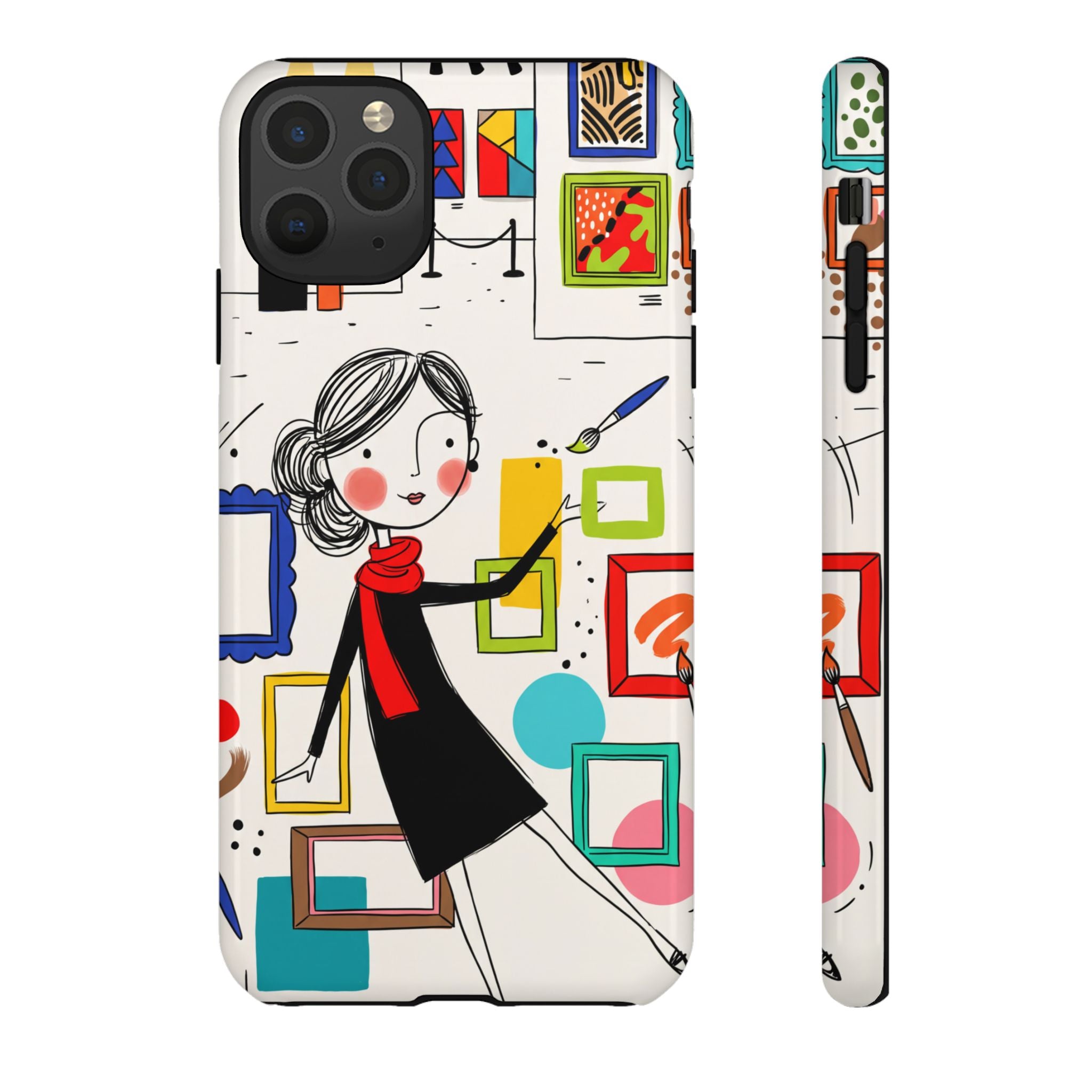 Art Gallery Illustration iPhone Case | Cute Woman with Frames Design