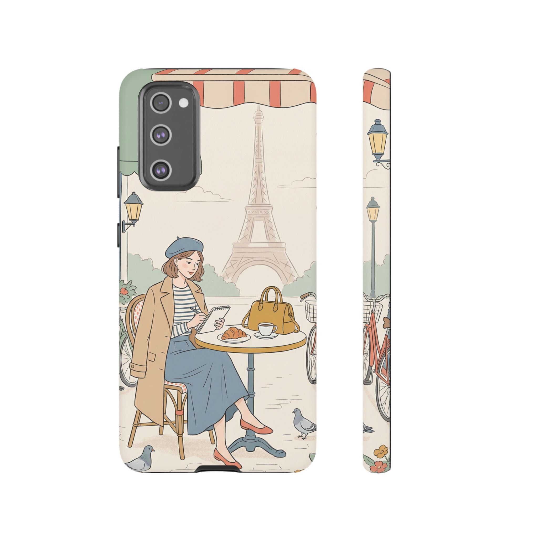 Paris Cafe Samsung Galaxy Phone Case | Cute Vintage Eiffel Tower Travel