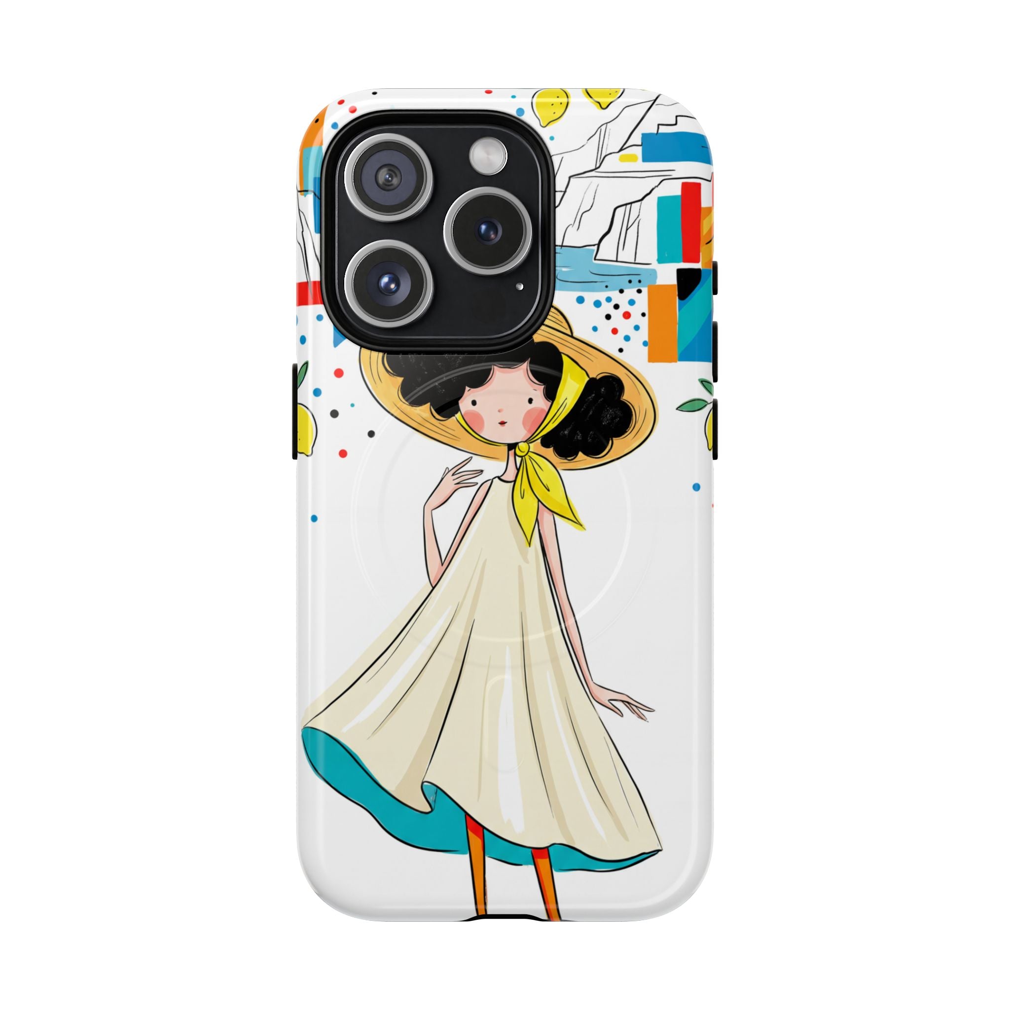 Cute Summer Girl MagSafe iPhone Case | Whimsical Coastal Illustration Protective Case