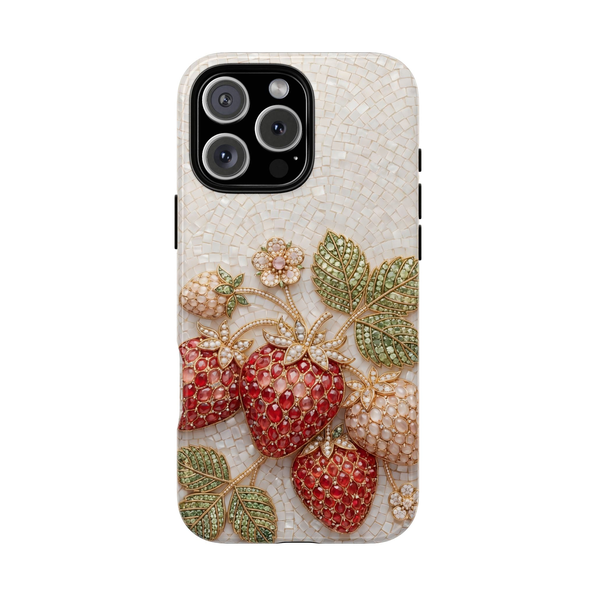 Strawberry Gem Tough iPhone Case | Vintage Beaded Fruit Design