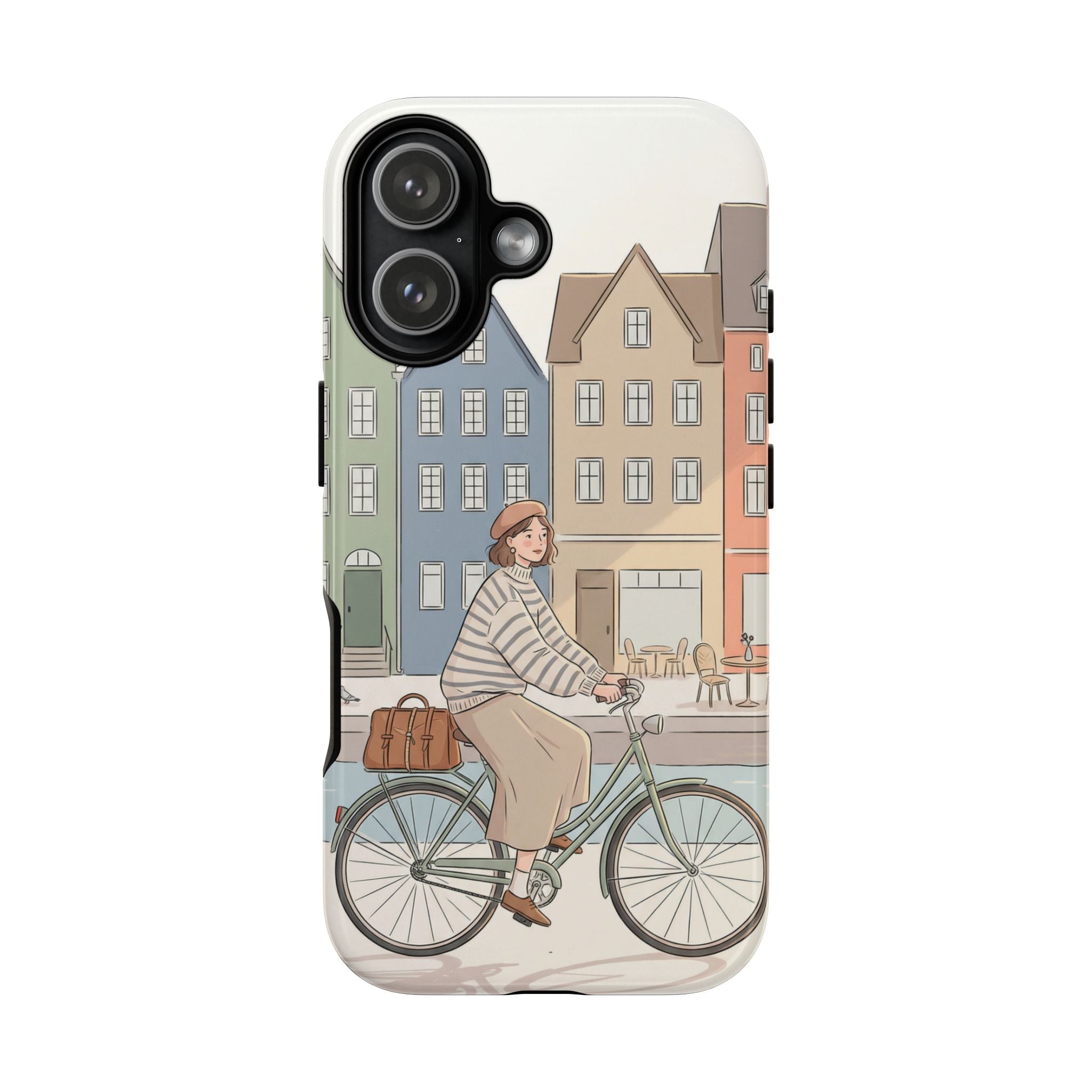 City Bike iPhone Case | Cozy European Street Illustration Tough Cases