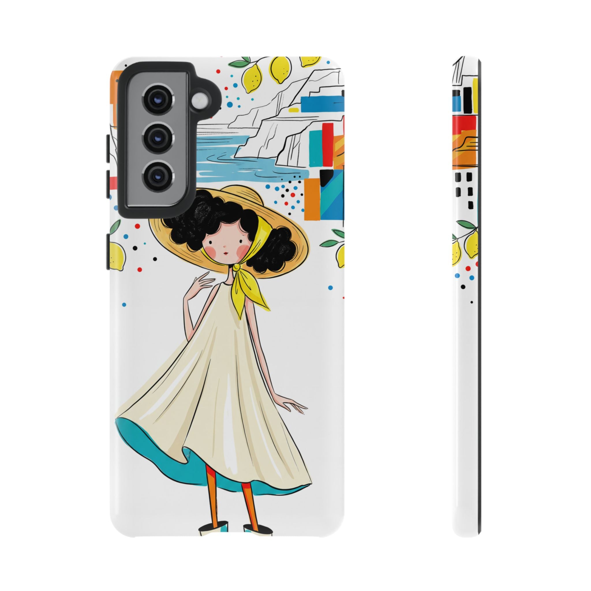 Cute Summer Girl Samsung Galaxy Phone Case | Whimsical Coastal Illustration Protective Case