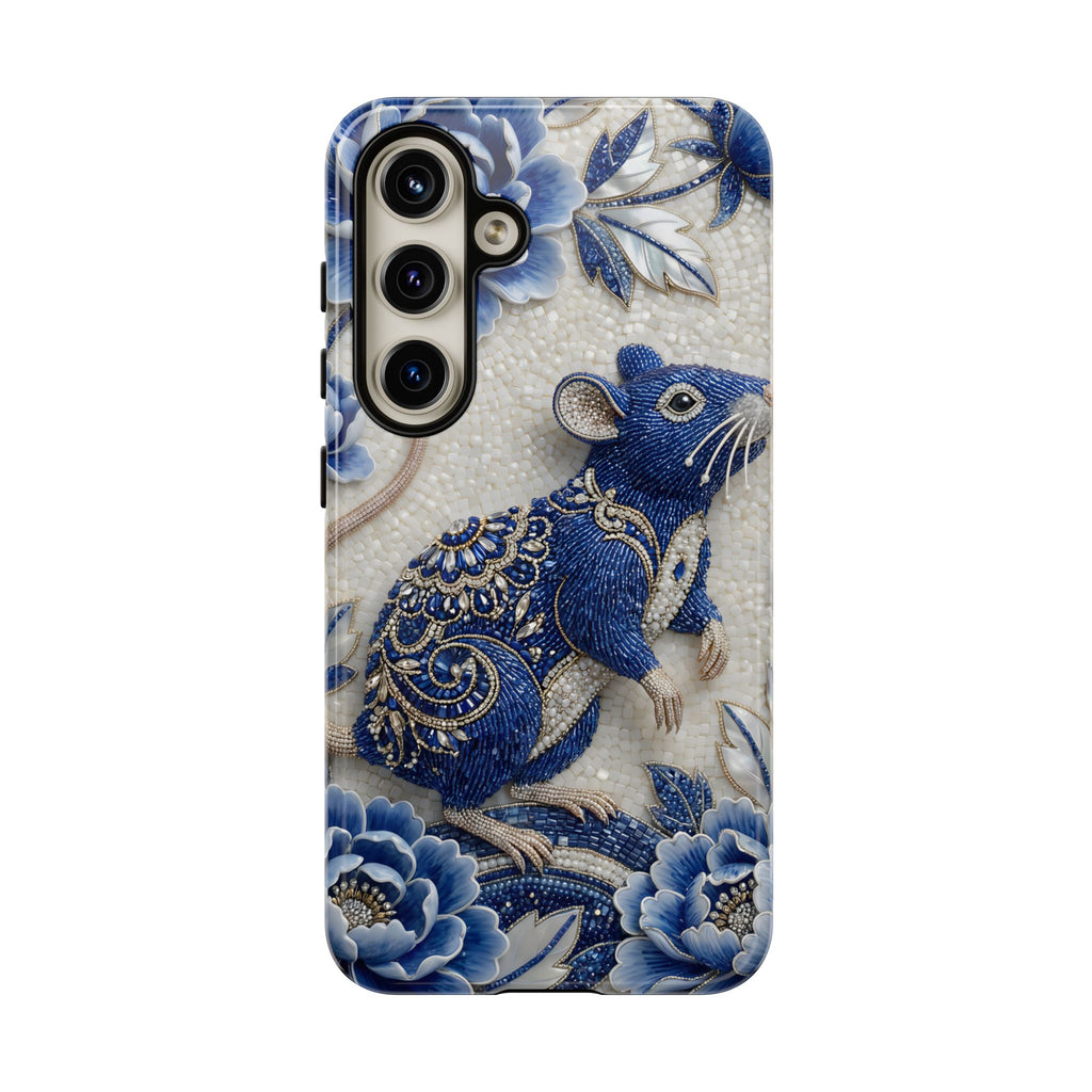 Asian Zodiac Rat Samsung Galaxy Phone Case | Blue & White Porcelain Art Slim Protective iPhone Case | Year of the Rat Gift
