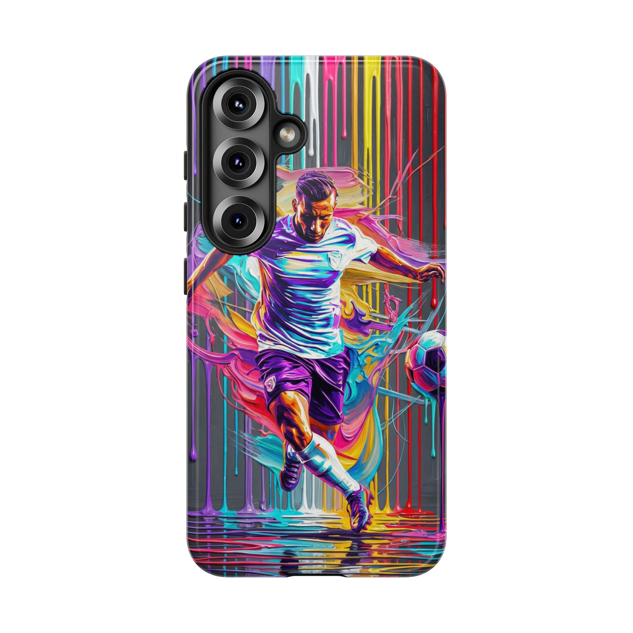 Soccer Player Neon Art Samsung Galaxy Phone Case | Vibrant Football Kick Protective Cover