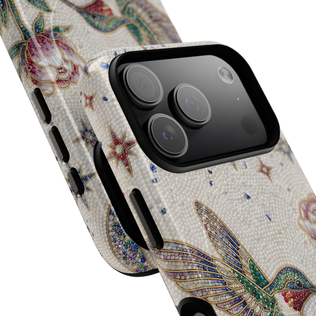 Custodia iPhone MagSafe Robusta Colibrì Luna | Cover Protettiva Floreale e Celestiale