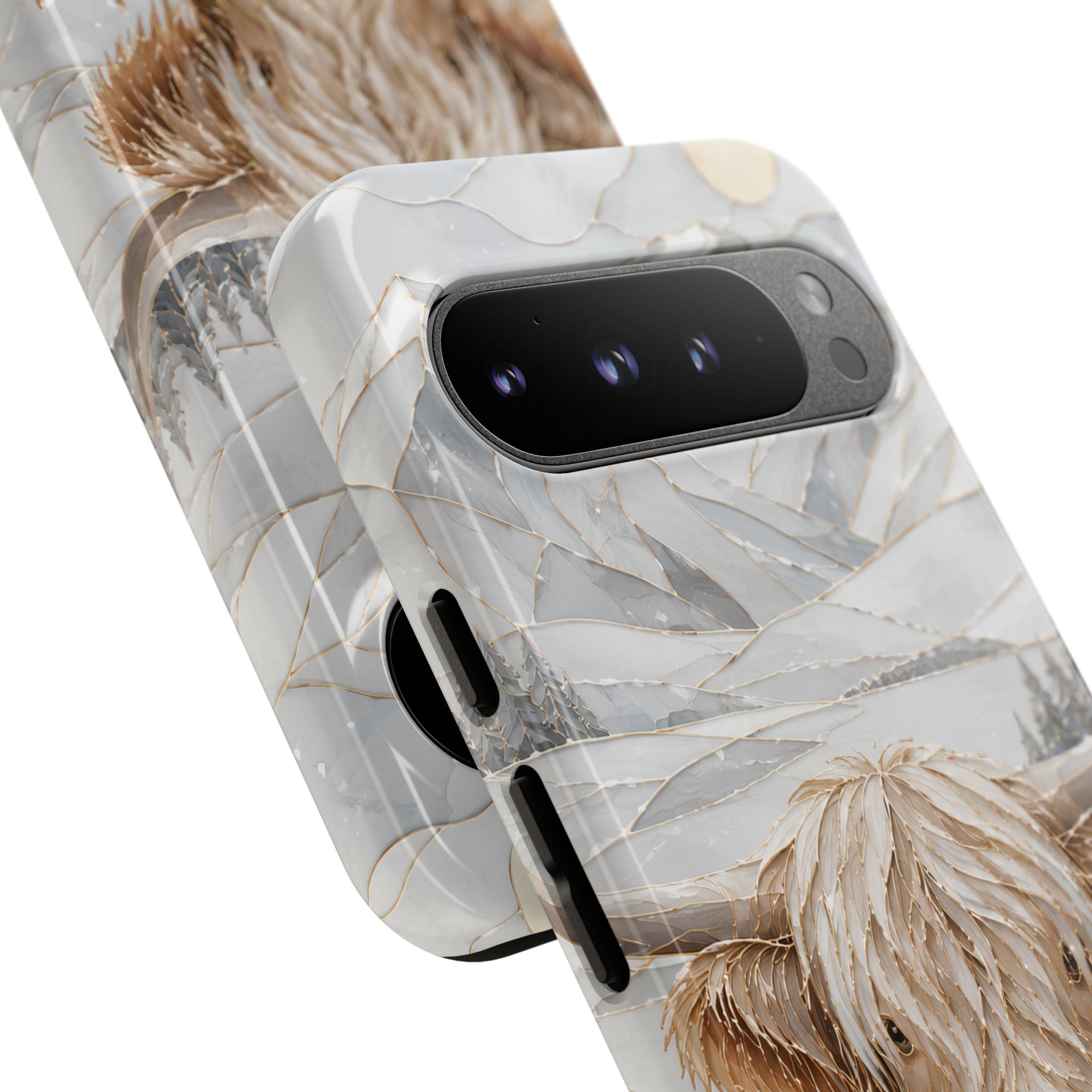 Highland Cow Google Pixel Phone Case | Stained Glass Mountain Case
