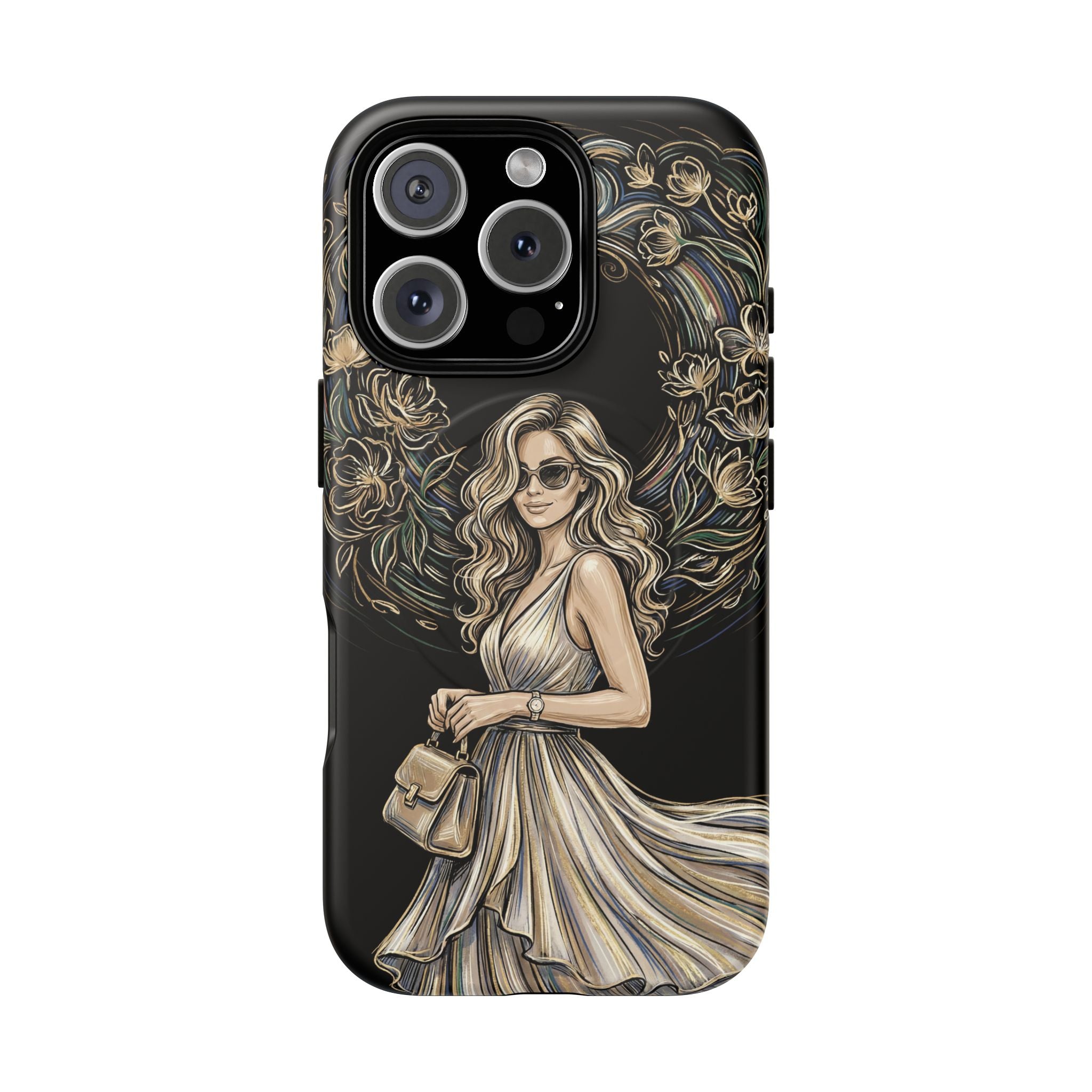 Stylish Woman Floral Wreath Tough MagSafe iPhone Case
