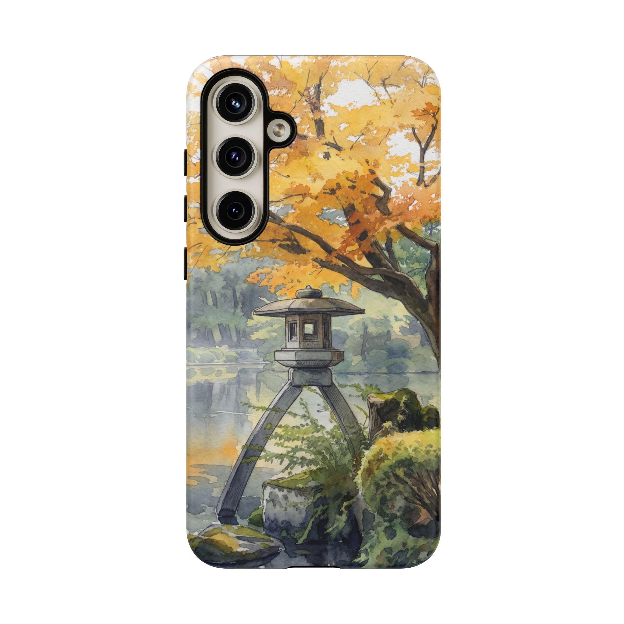 Autumn Japanese Garden Samsung Galaxy Phone Case | Scenic Lantern Fall