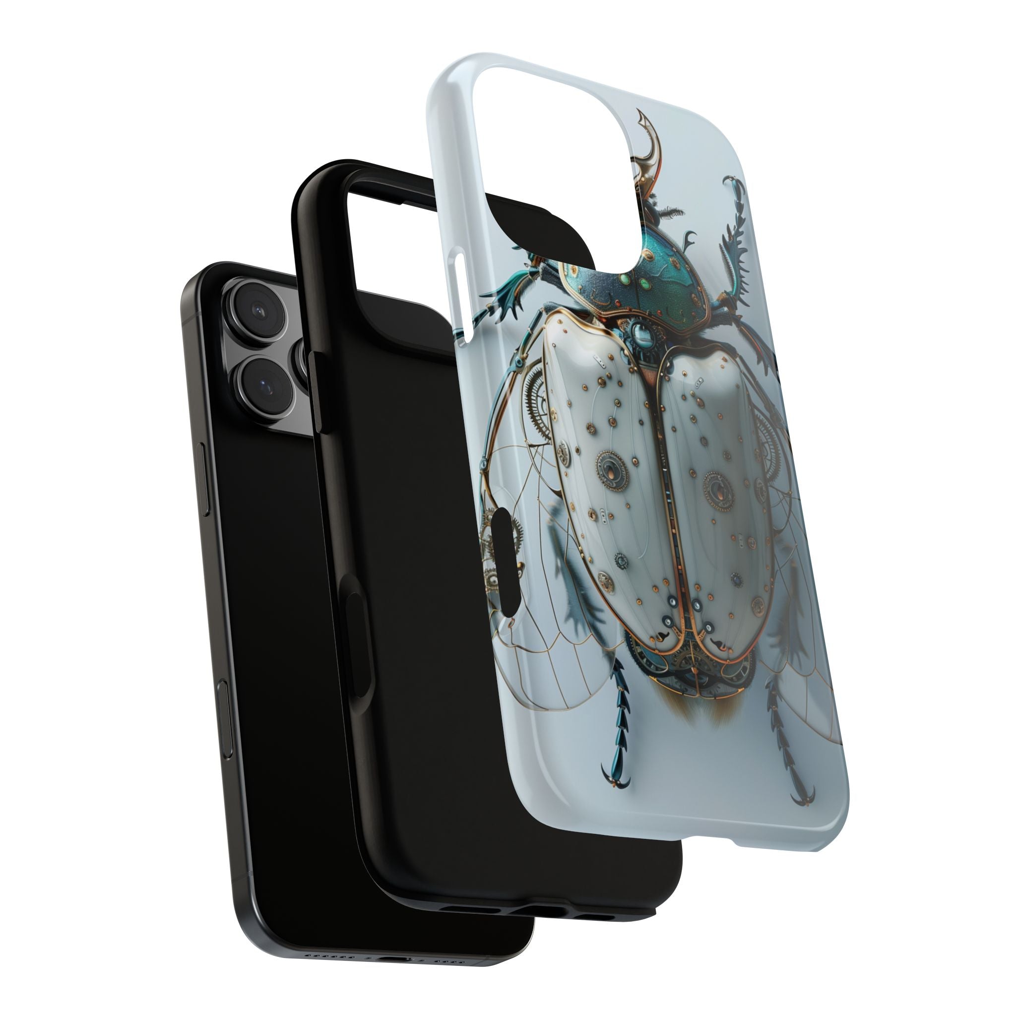 Steampunk White Beetle Protective Tough iPhone Case