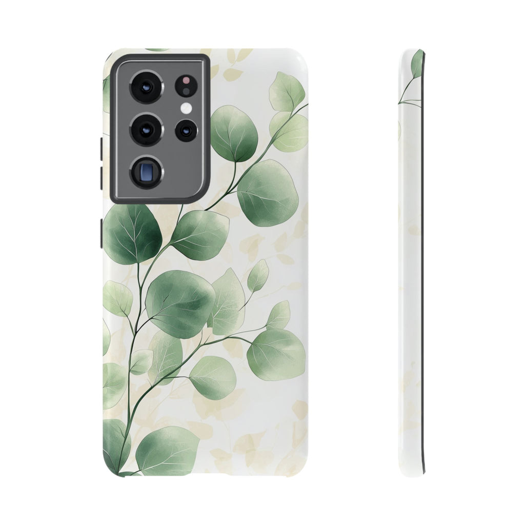 Botanical Eucalyptus Tough Samsung Galaxy Phone Case | Green Watercolour Leaf