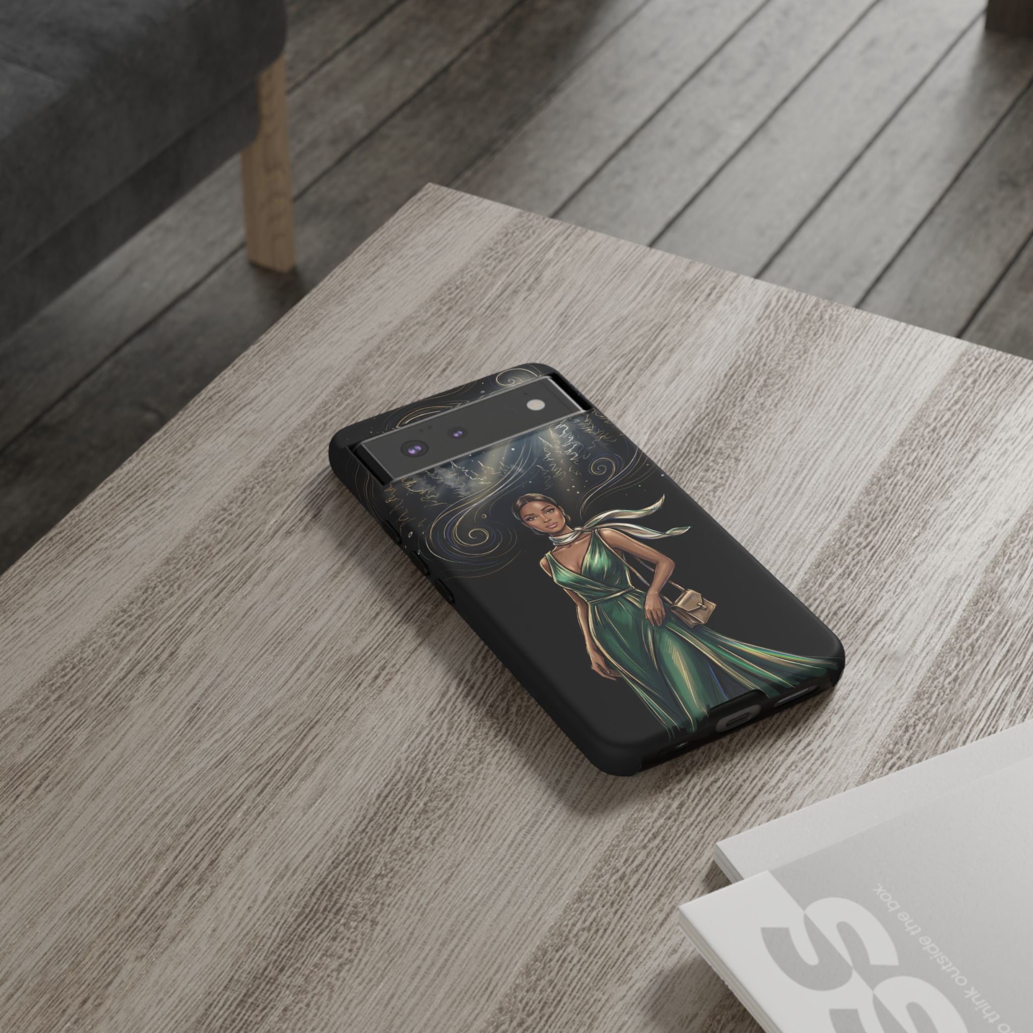 Elegant Woman in Green Dress Art Protective Tough Google Pixel Phone Case