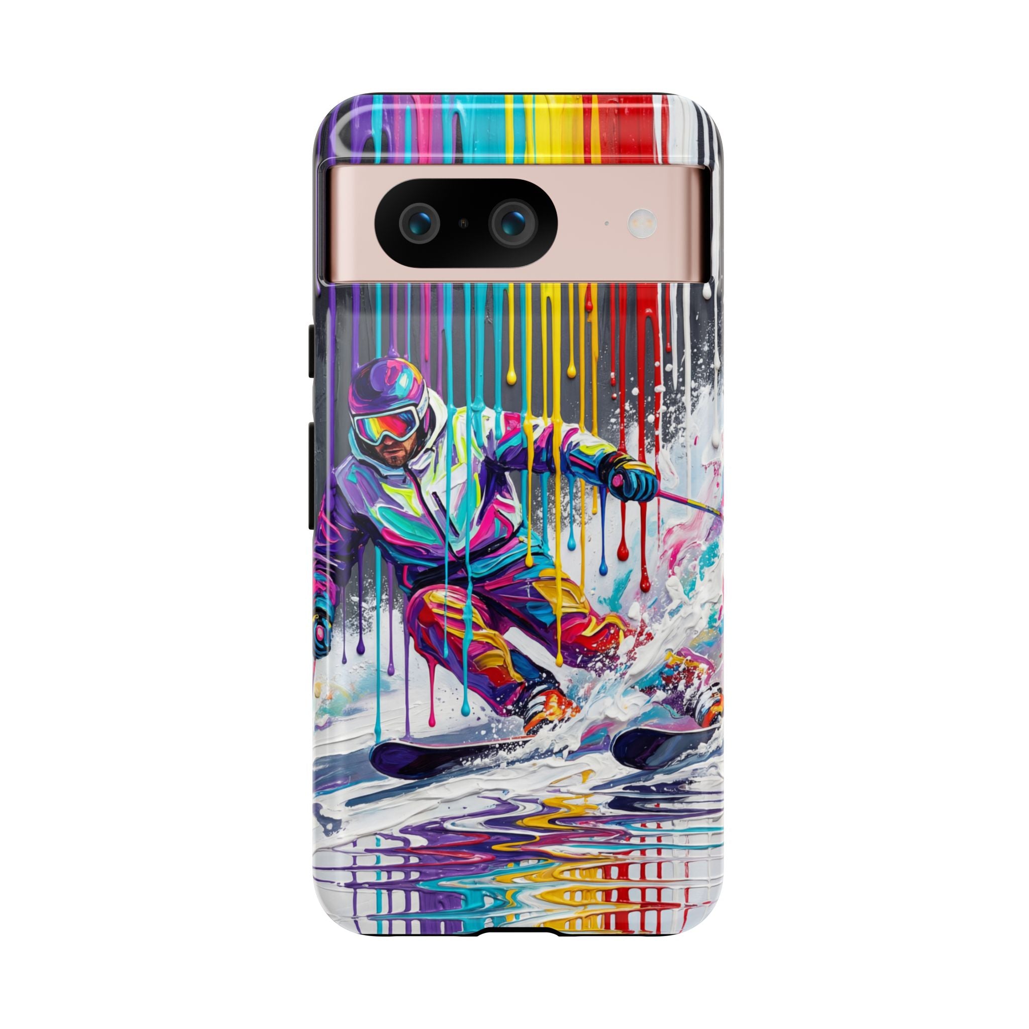 Colourful Skiing Drip Art Tough Google Pixel Phone Case