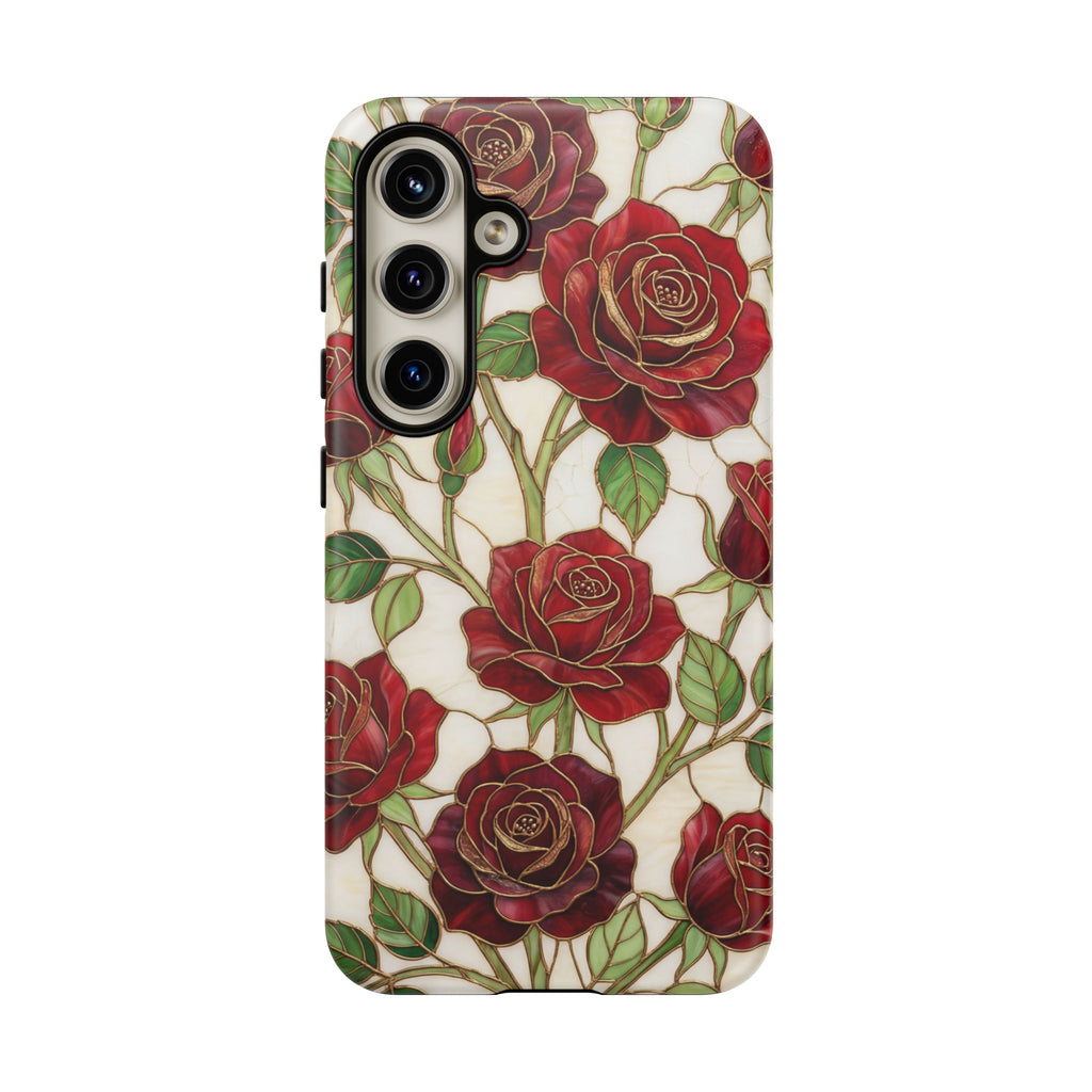 Custodia resistente per Samsung Galaxy con motivo floreale vintage a rosa rossa
