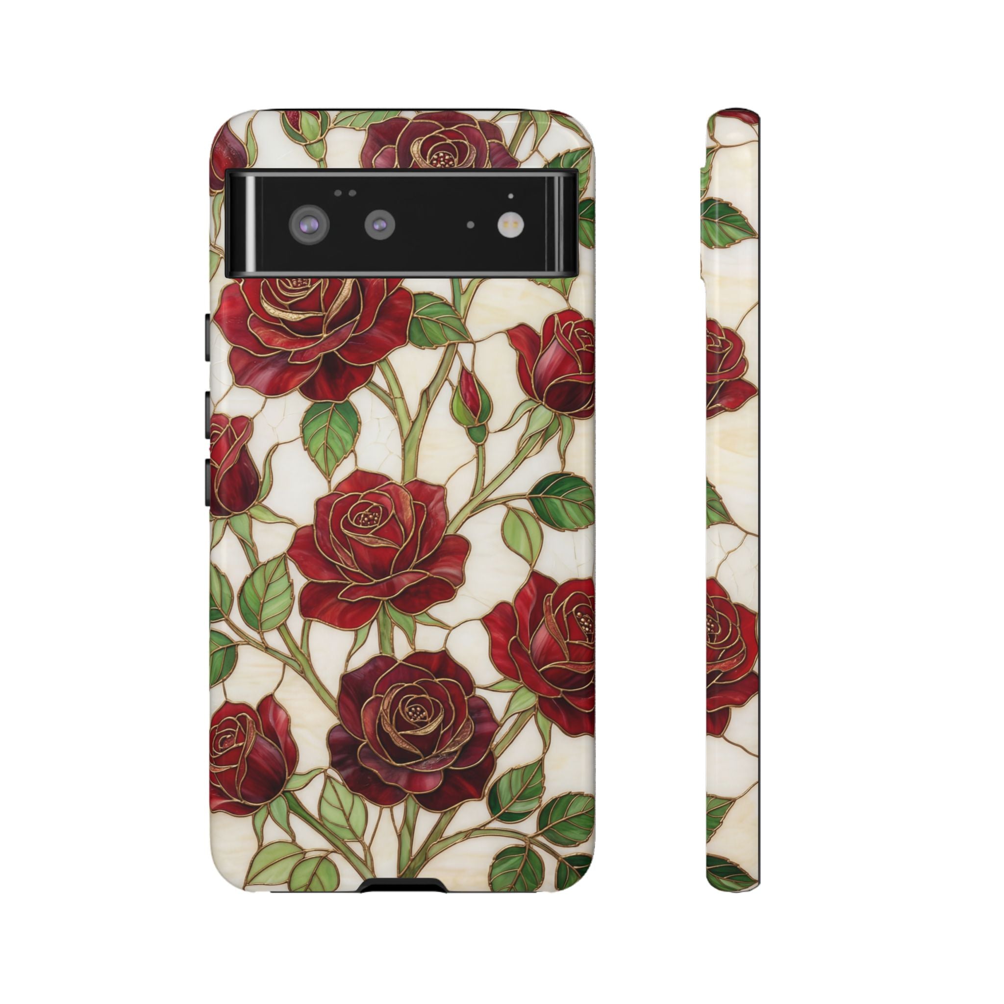Red Rose Pattern Vintage Floral Tough Google Pixel Case
