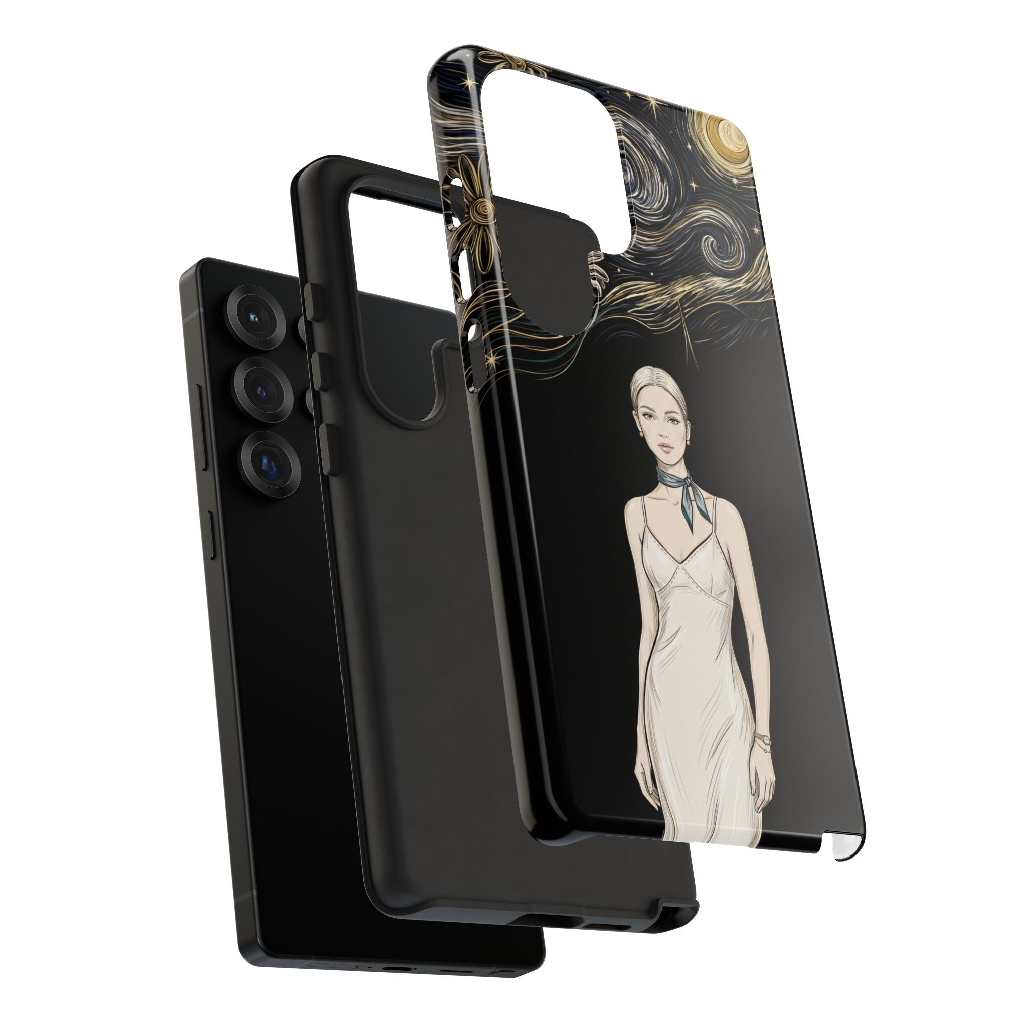 Starry Night Fashion Samsung Galaxy Phone Case | Elegant Woman Illustration