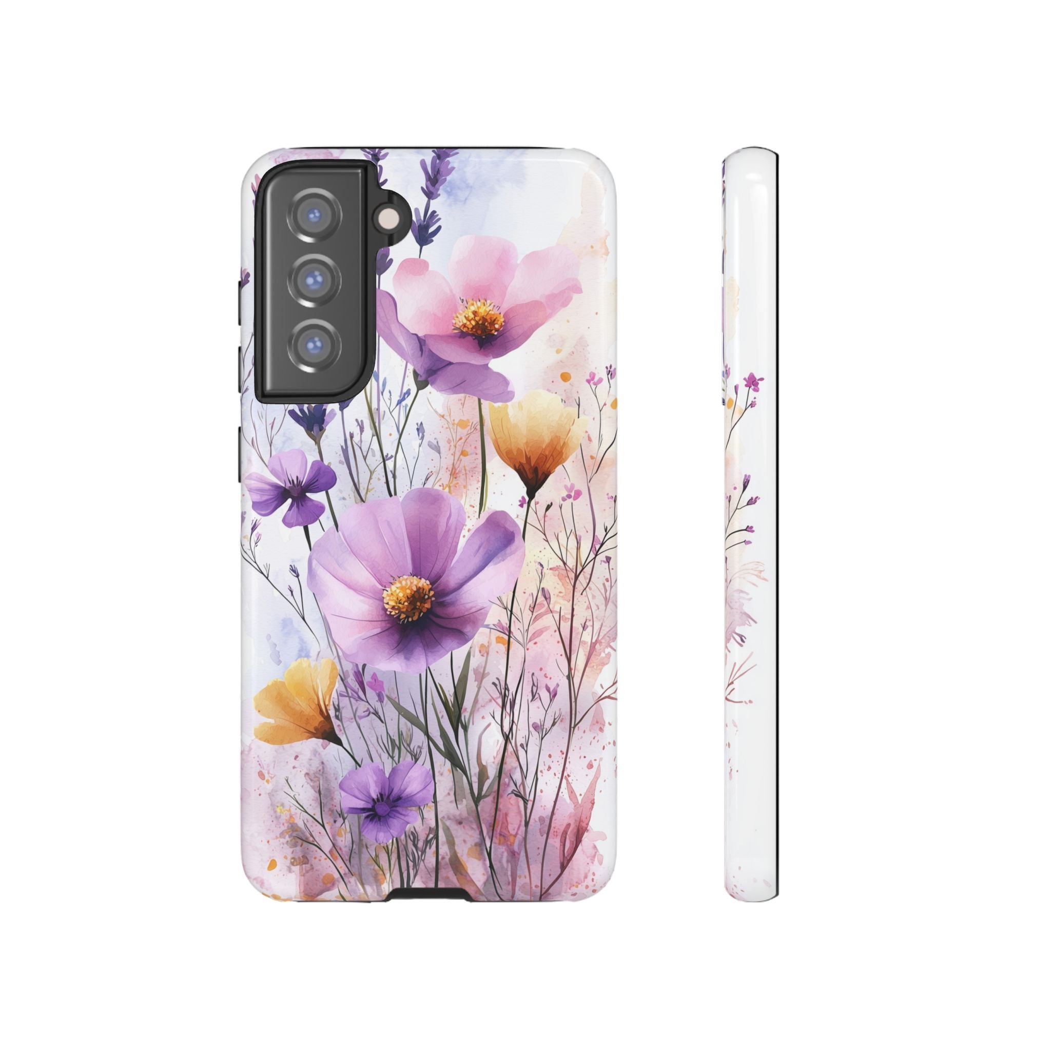 Floral Watercolour Tough Samsung Galaxy Case | Purple & Yellow Wildflowers
