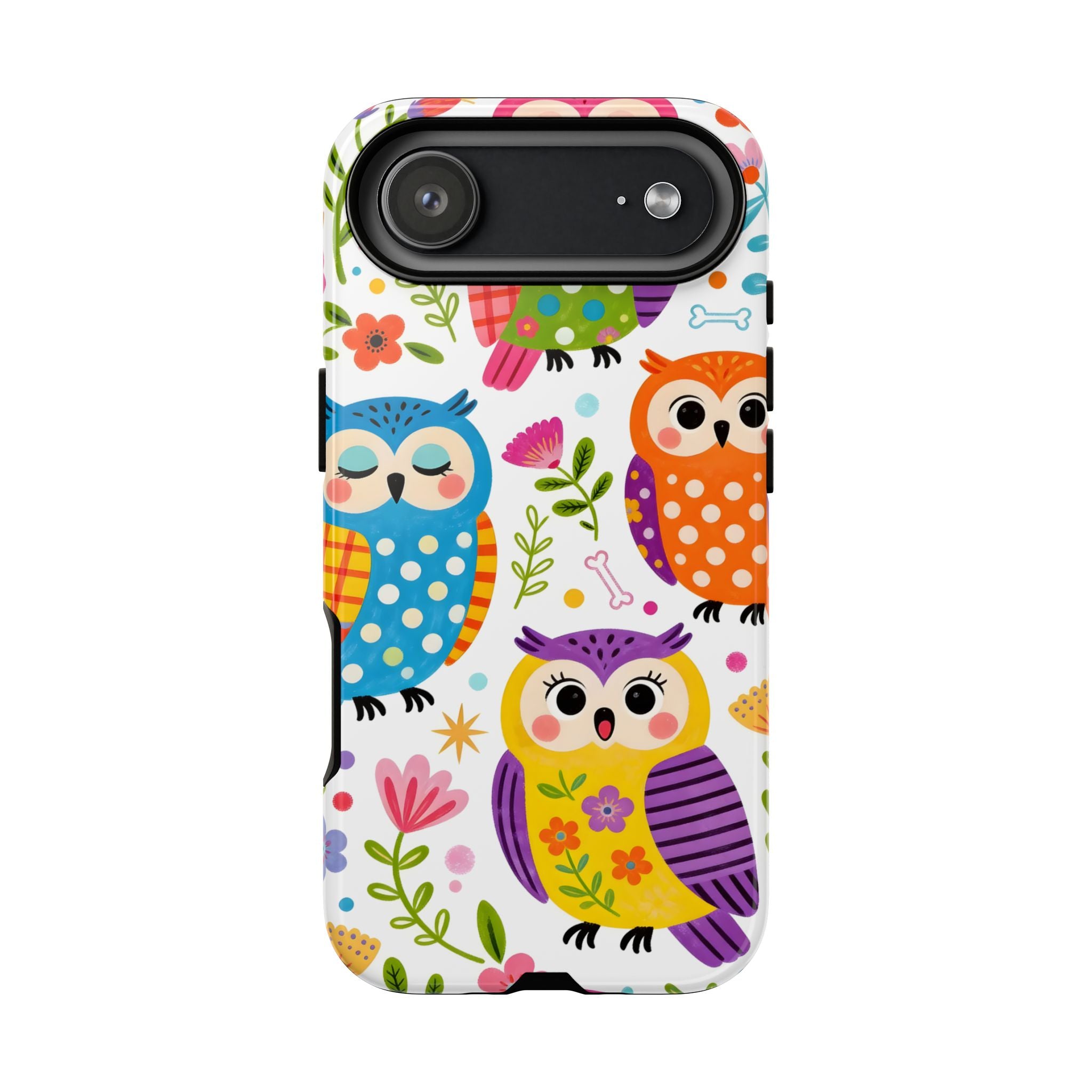 Cute Colorful Owls iPhone Case | Cute Owl Pattern Tough Case
