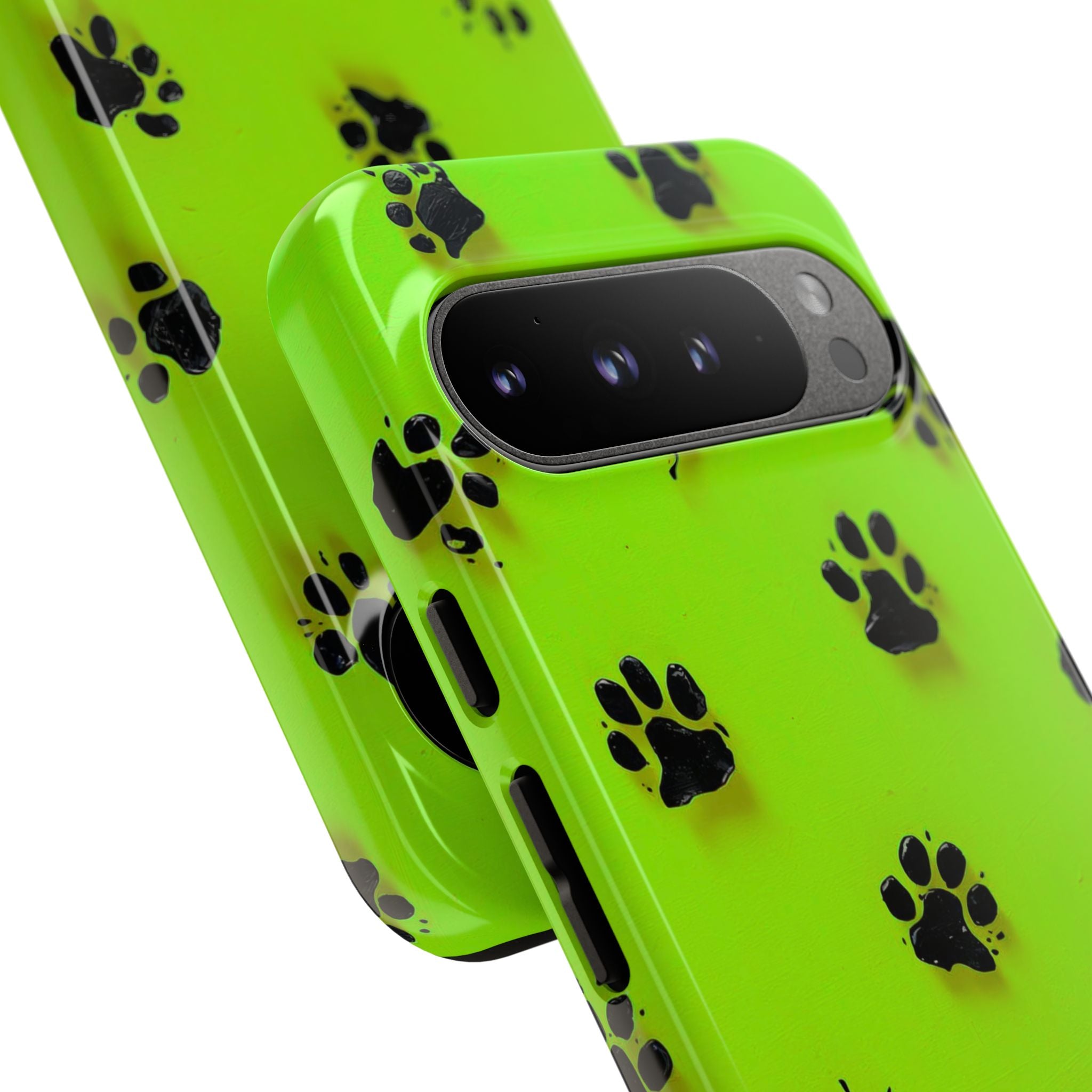 Neon Paw Print Tough Google Pixel Case — Shockproof Pet Lover iPhone Cover