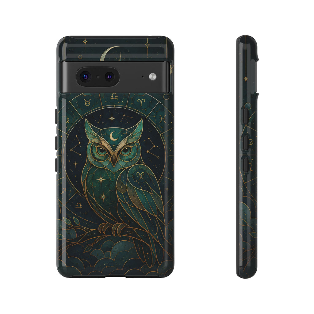 Moonlit Owl Google Pixel Phone Case | Stained Glass Owl Phone Case