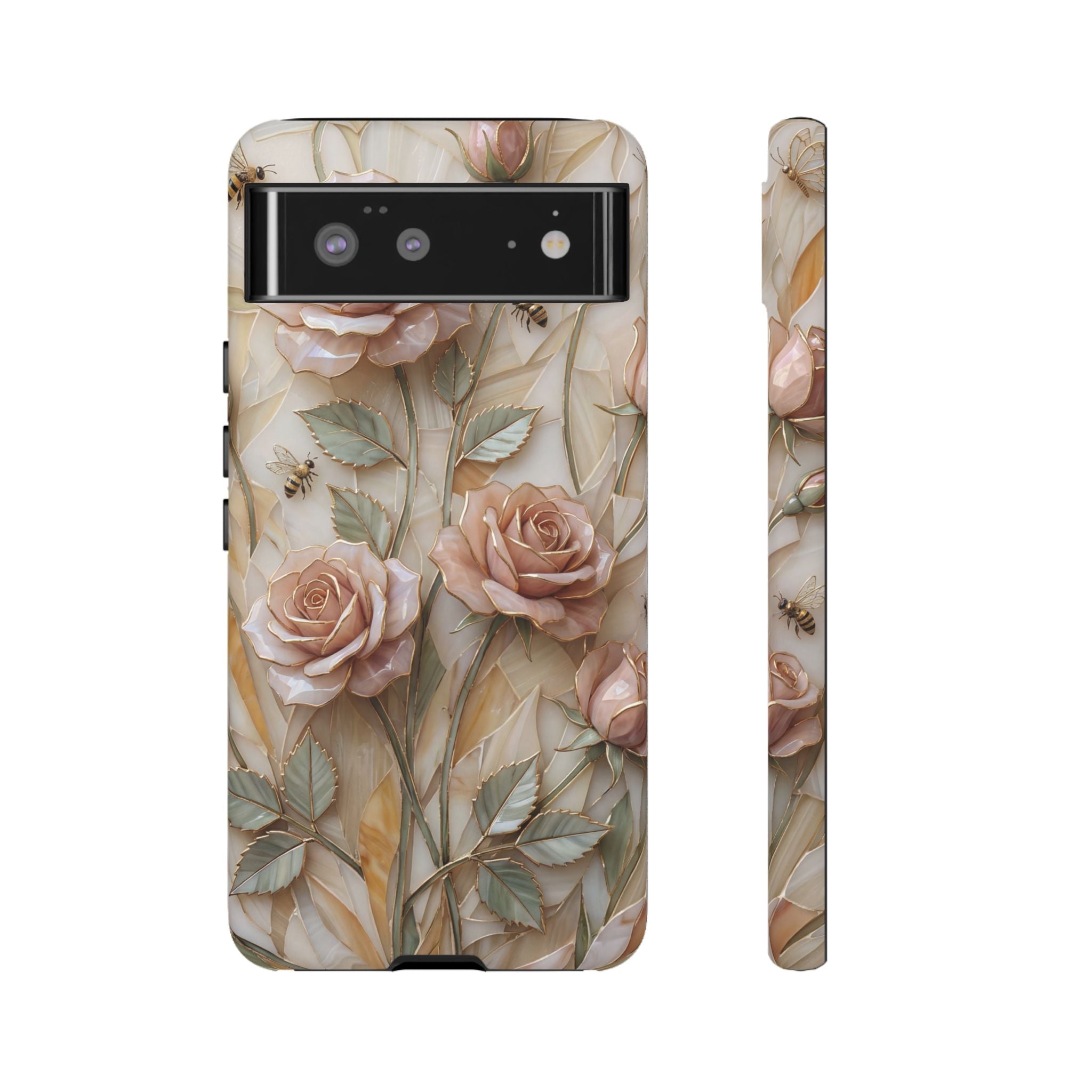 Vintage Blush Rose Floral Tough Google Pixel Protective Cover